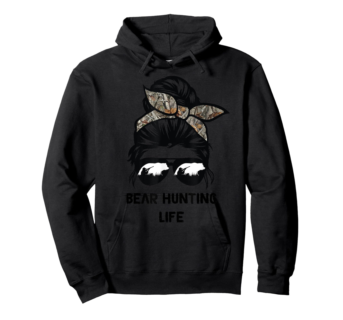 Bear Hunting life messy bun funny bear Hunter woman mom T-Shirt