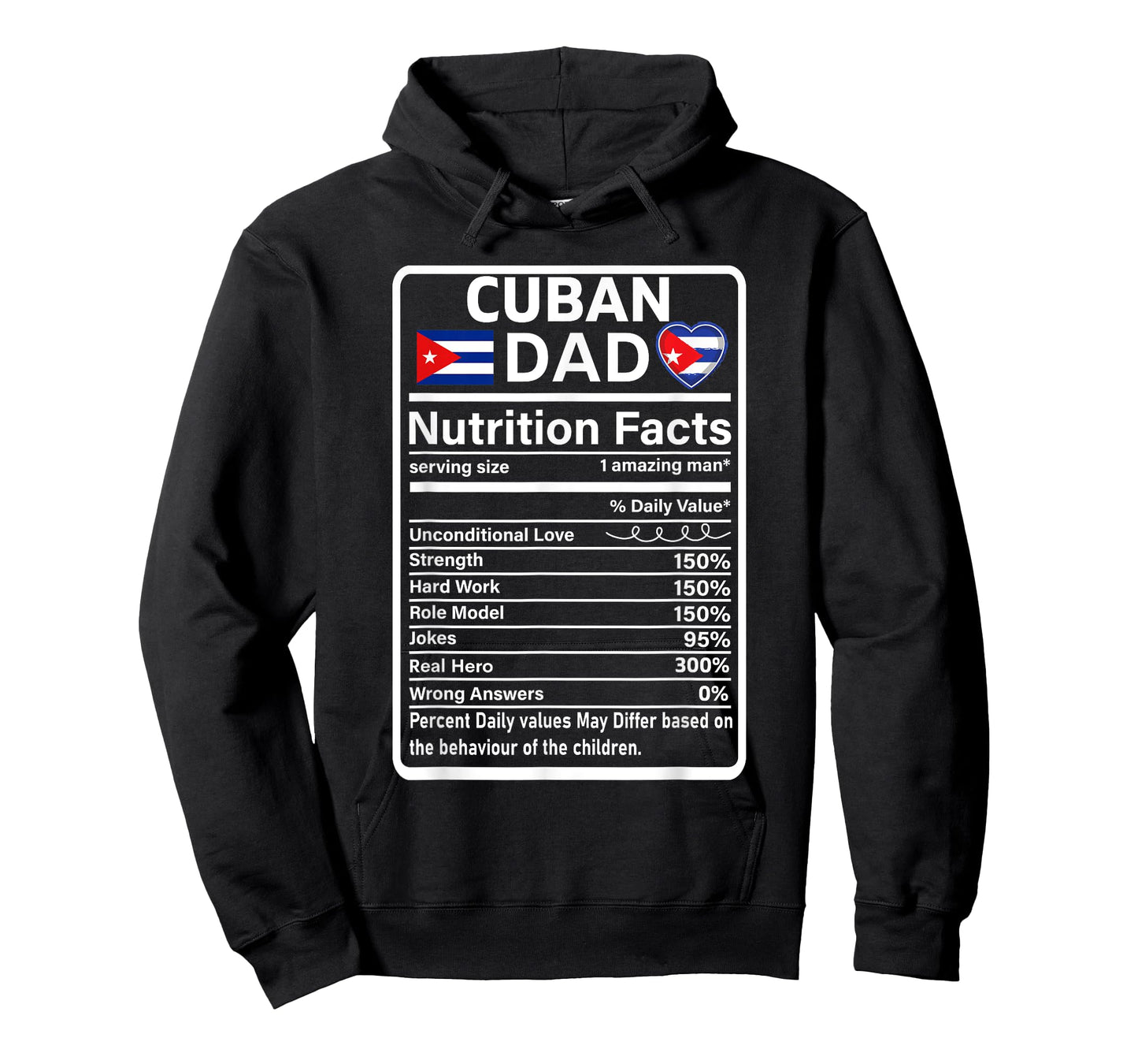 Cuban Dad Nutrition Facts For Men Mens Cuba Flag Pride Funny T-Shirt