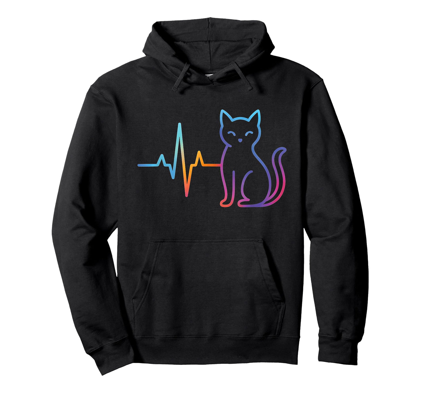 Colorful Heartbeat Cat Lover Animal Silhouette Cute Cat Pet T-Shirt