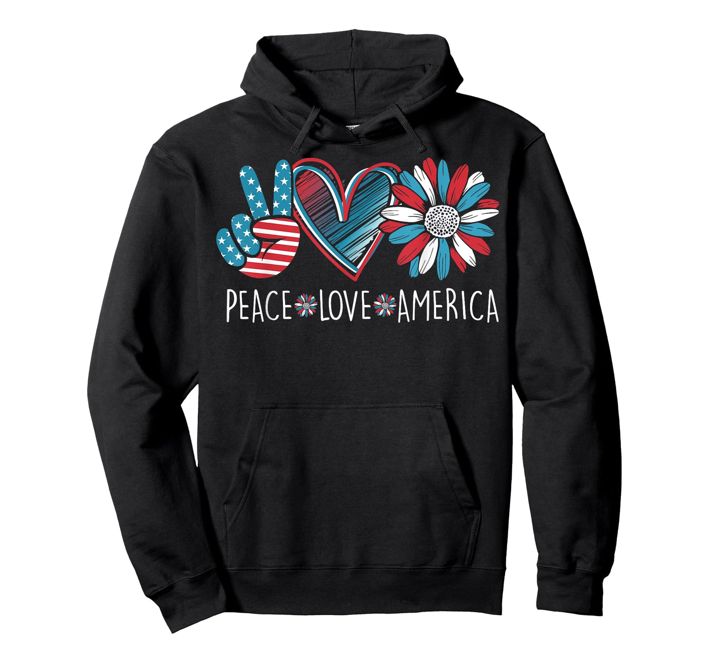 Peace Love America Daisy 4th July Patriotic US American Flag T-Shirt