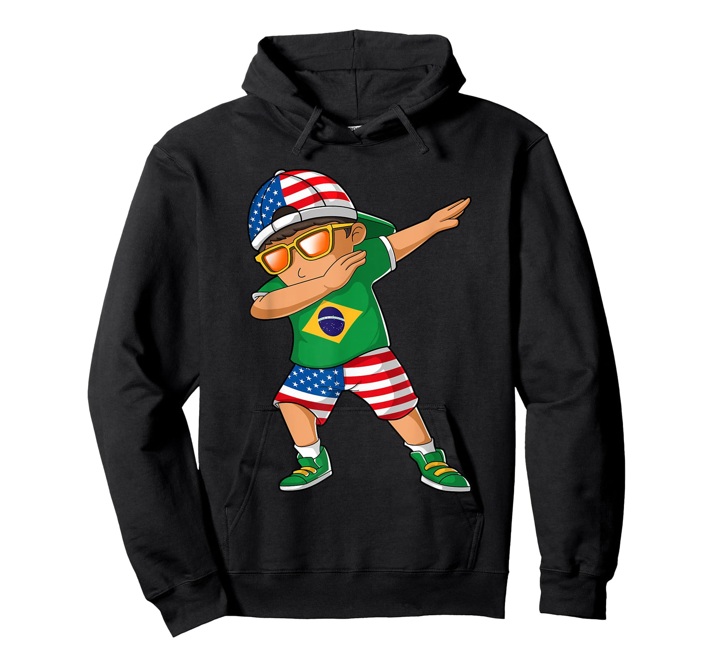 Half American Half Brazilian Boy Kid Brazil Flag Patriotic T-Shirt