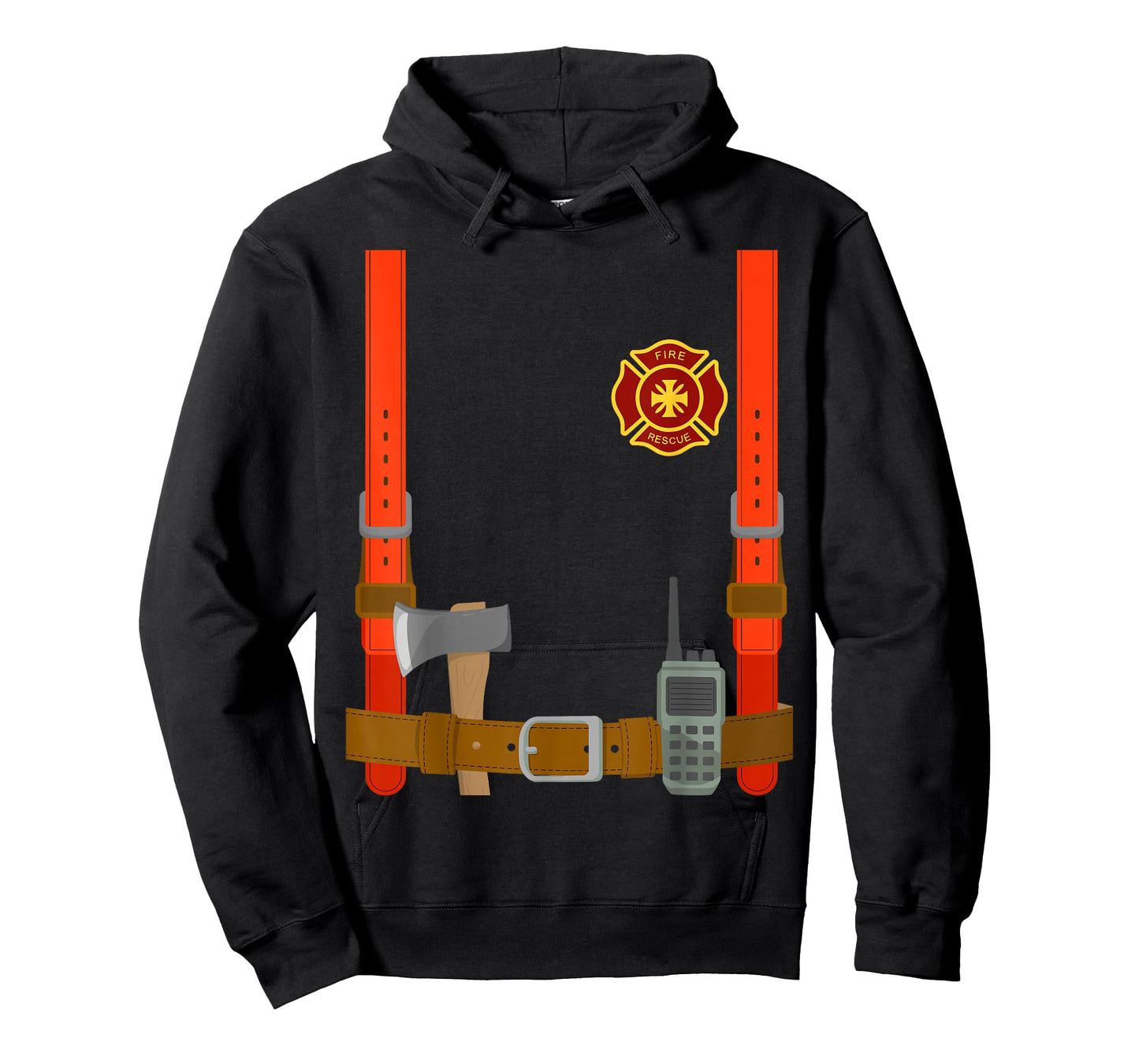 Firefighter Costume Halloween Fireman Uniform T-Shirt