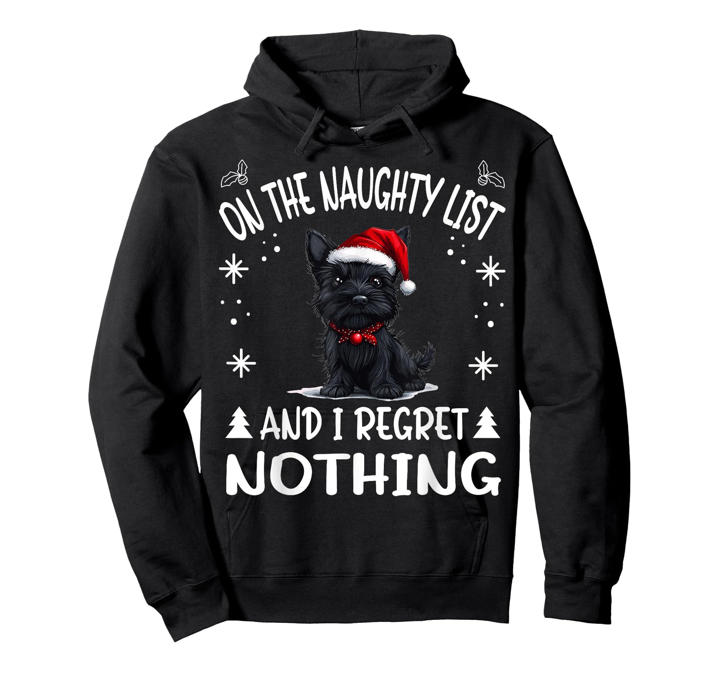 Cute Scottish Terrier Dog Christmas On The Naughty List and T-Shirt