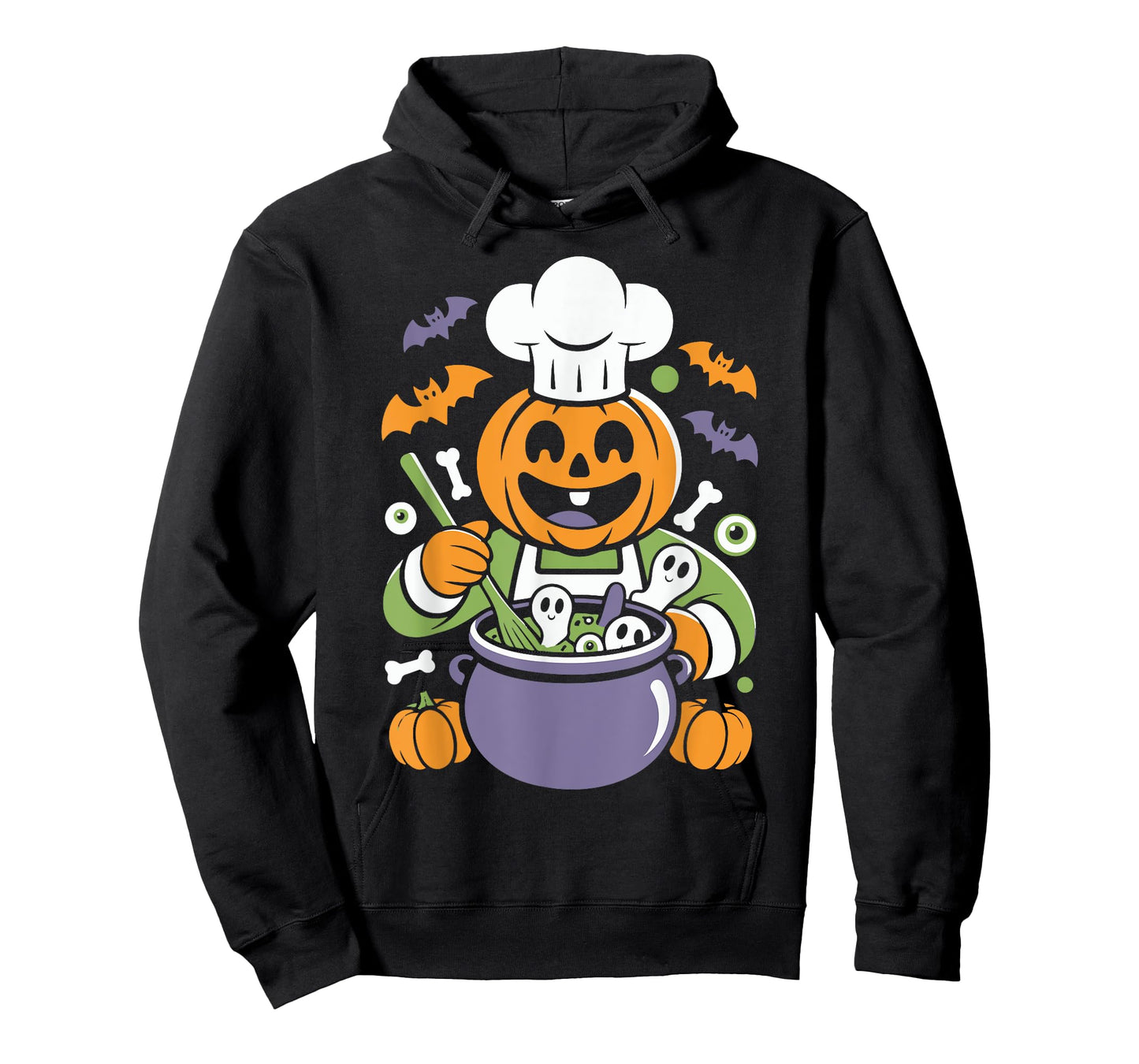 Funny Pumpkin Chef Cooking Halloween Cauldron Design T-Shirt