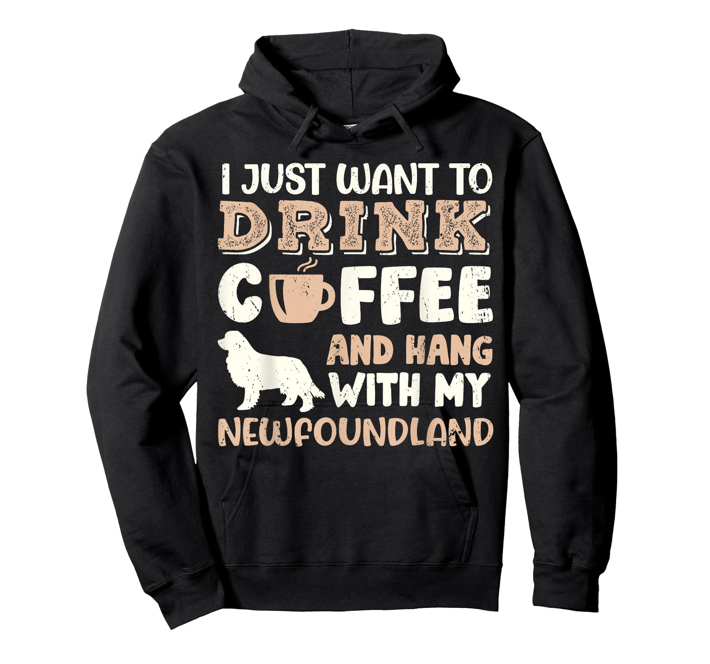 Funny Newfoundland Drink Coffee Hand With Dog Mom Gift Men Women Girls Kids T-Shirt