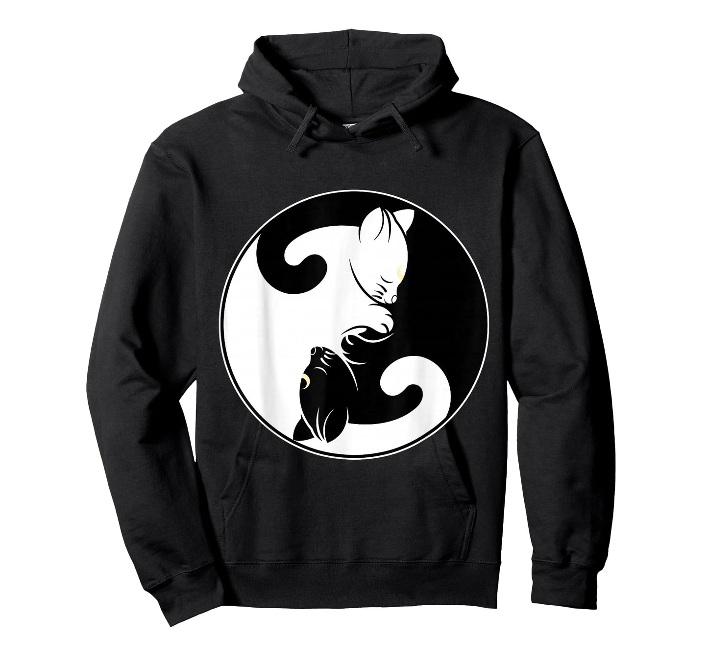 Kawaii Yin Yang Black Cat and Moon Crescent Head Cartoon Cat Kawaii Yin Yang Cat Moon Crescent T-Shirt