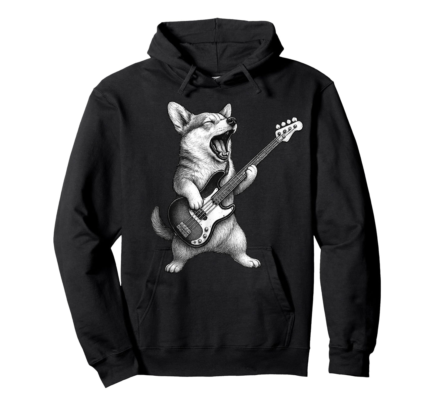 Corgi Playing Bass Guitar Rock Music Dog Lover T-Shirt