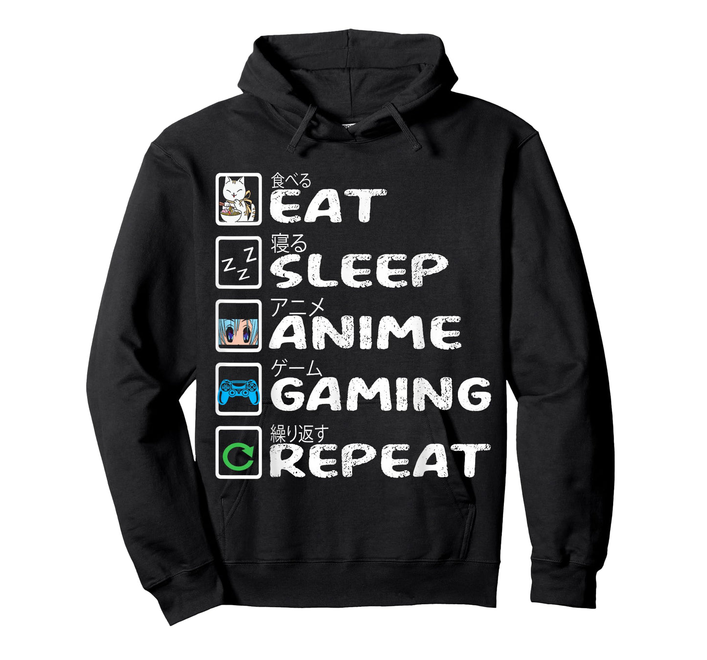 Eat Sleep Anime Gaming Repeat Kawaii Otaku Anime Manga T-Shirt