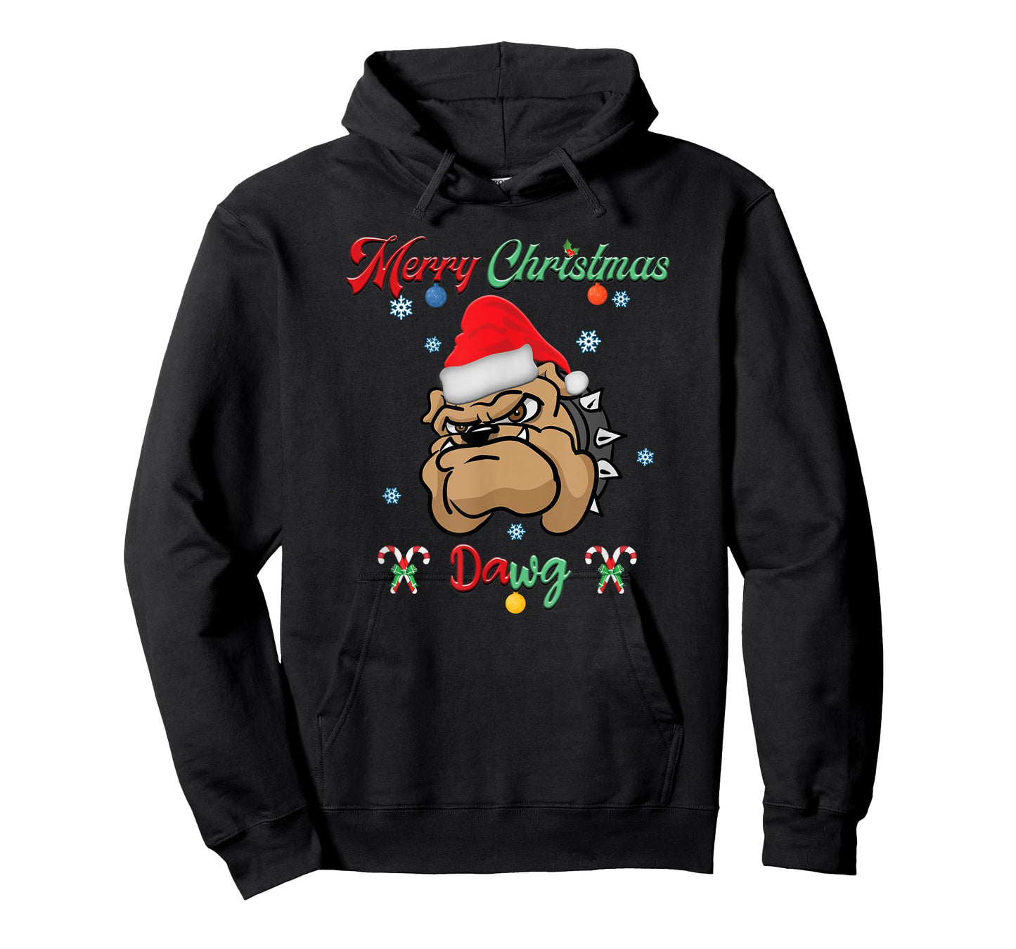 Merry Christmas Dawg Bulldog Santa Hat Xmas Winter Snowflake T-Shirt for Men Women Kids