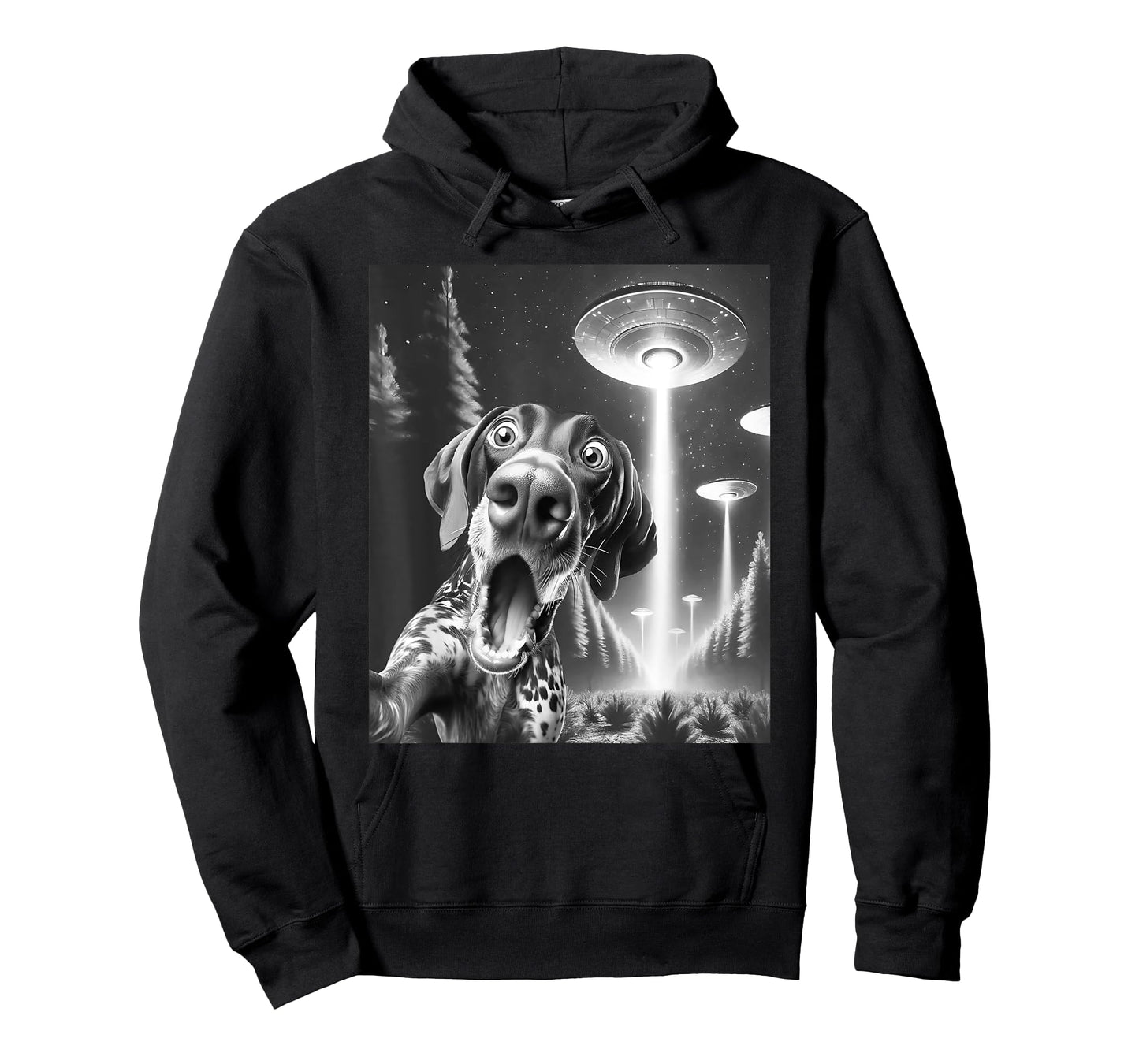 Funny German Shorthaired Pointer Alien UFO Taking a Selfie T-Shirt