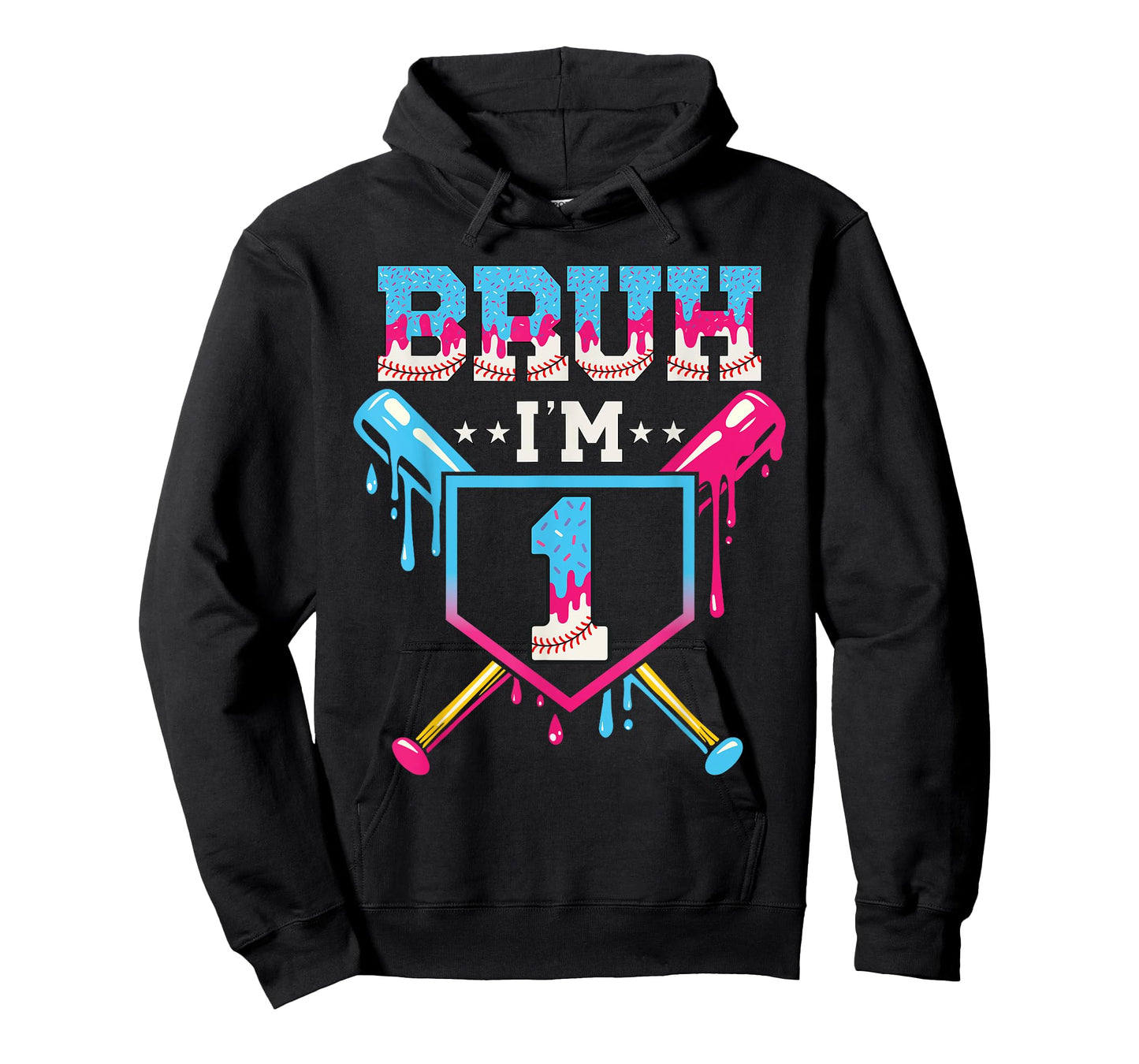 Bruh Baseball 1 Year Old Ice Cream 1st Birthday Boy Number 1 T-Shirt