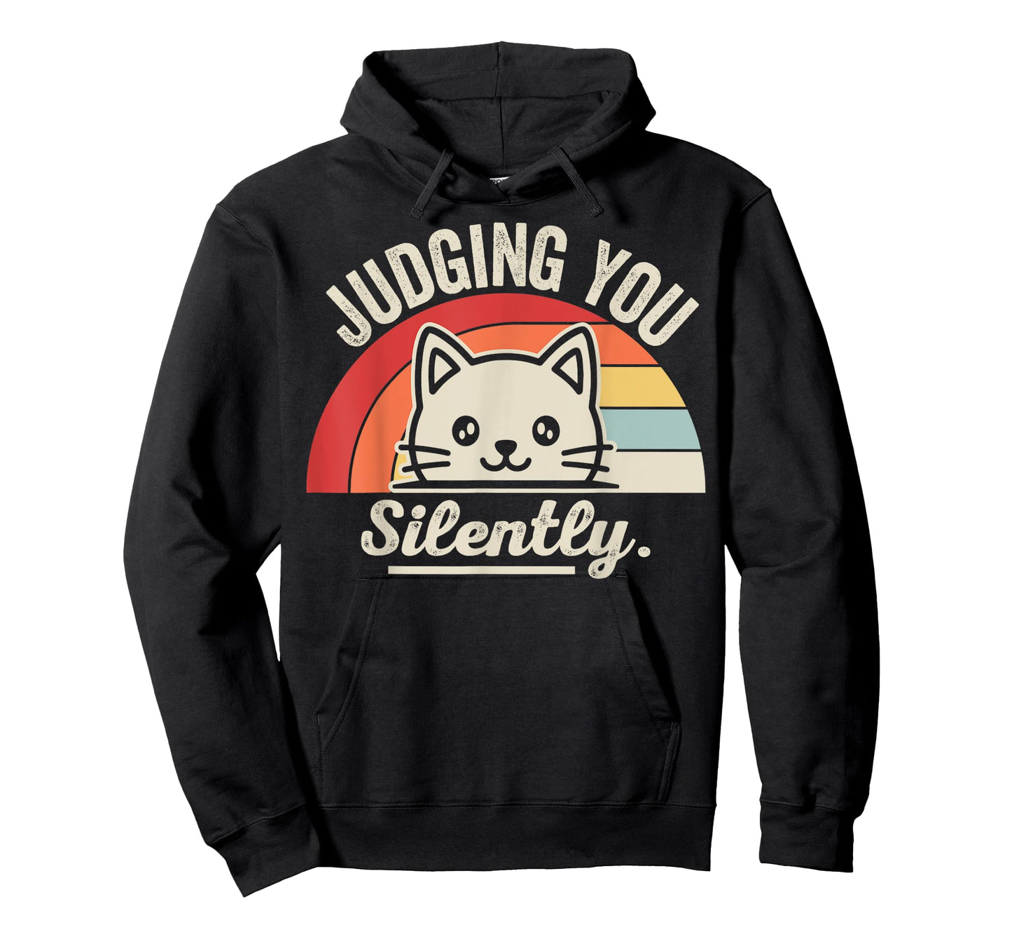 Judging You Silently Cat Retro Rainbow T-Shirt