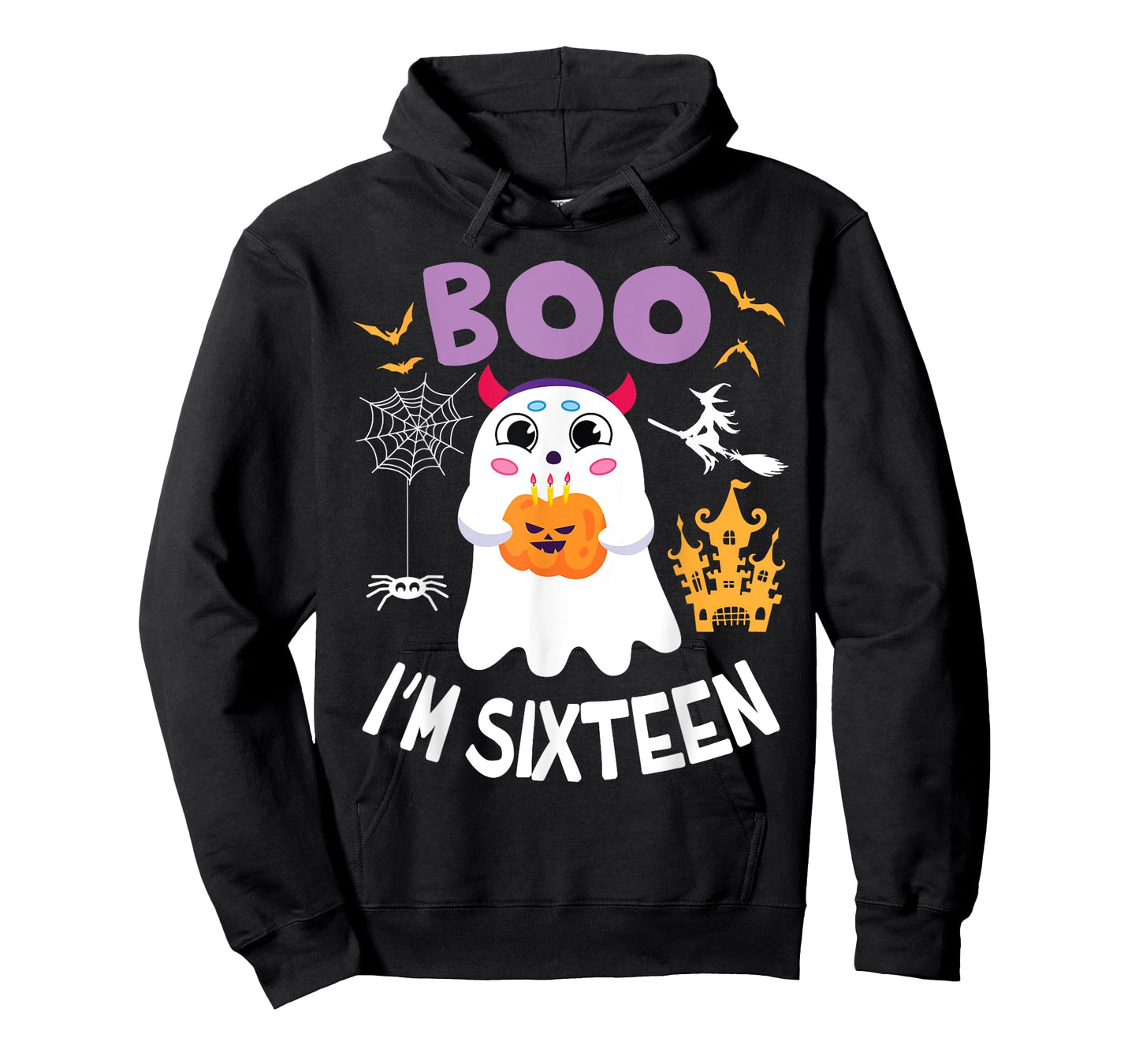 Ghost Hold Pumpkin Birthday Candles BOO I'm Sixteen Years T-Shirt