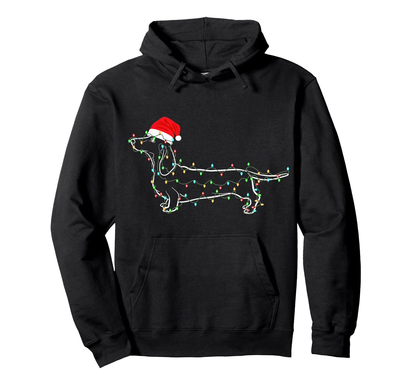 Dachshund Christmas Lights Santa Hat Xmas Dog Lover T-Shirt