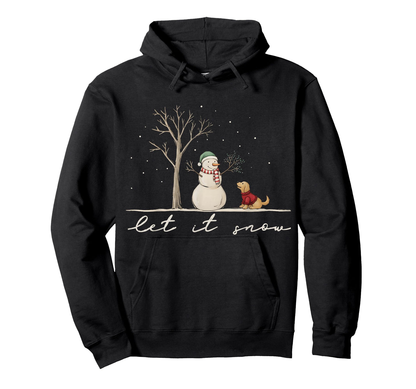Cute Let It Snow Funny Snowman Dog Winter Christmas Family T-Shirt