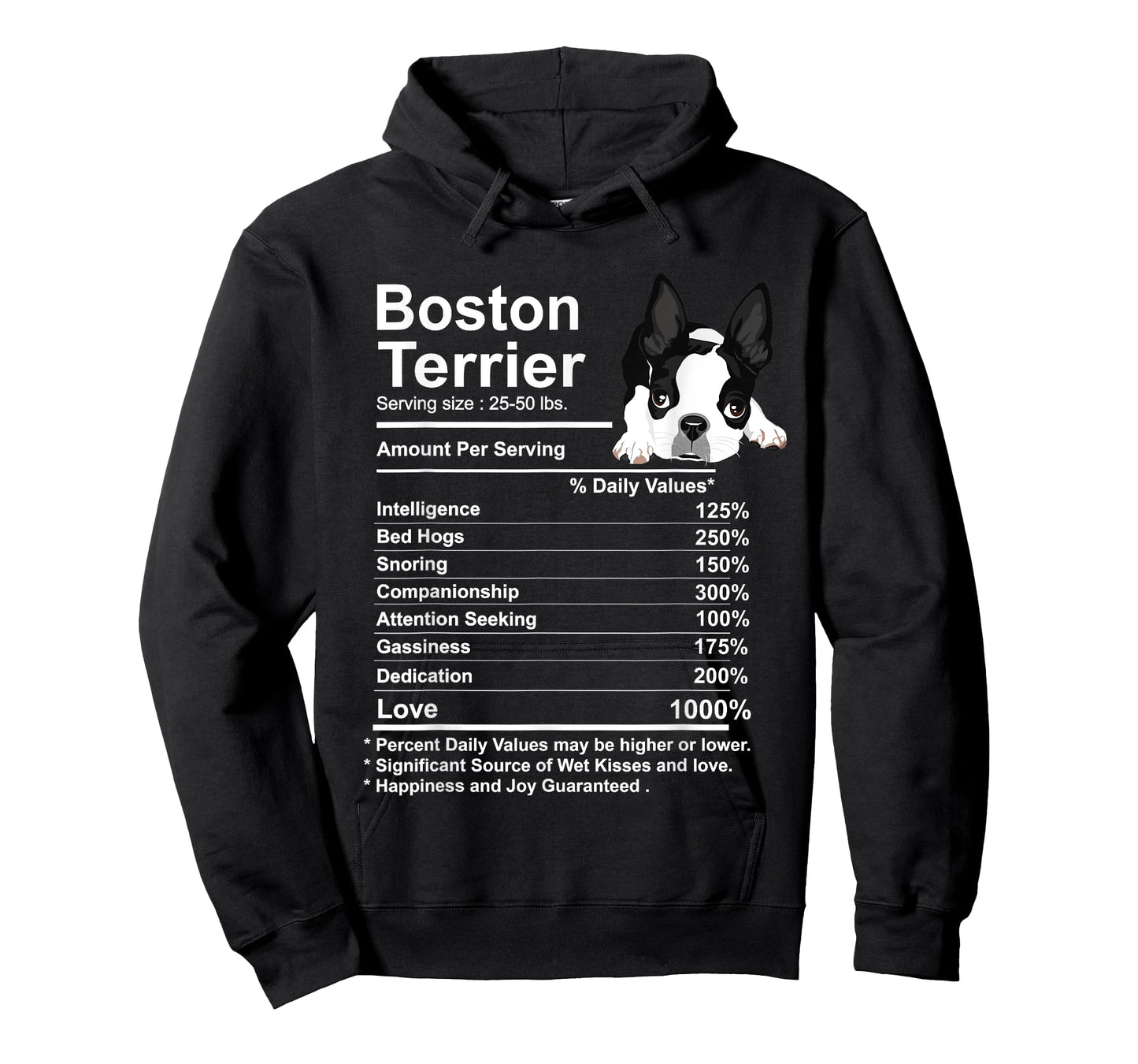 Funny Boston Terrier Facts Nutrition Gift Boston Terrier mom T-Shirt