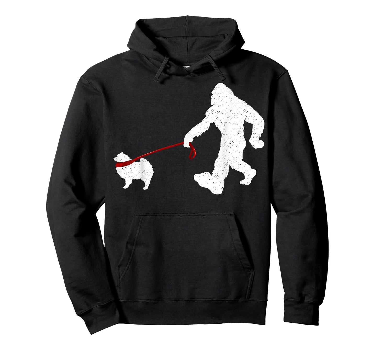 Funny Bigfoot Walking With Keeshond Dog Gifts T-Shirt