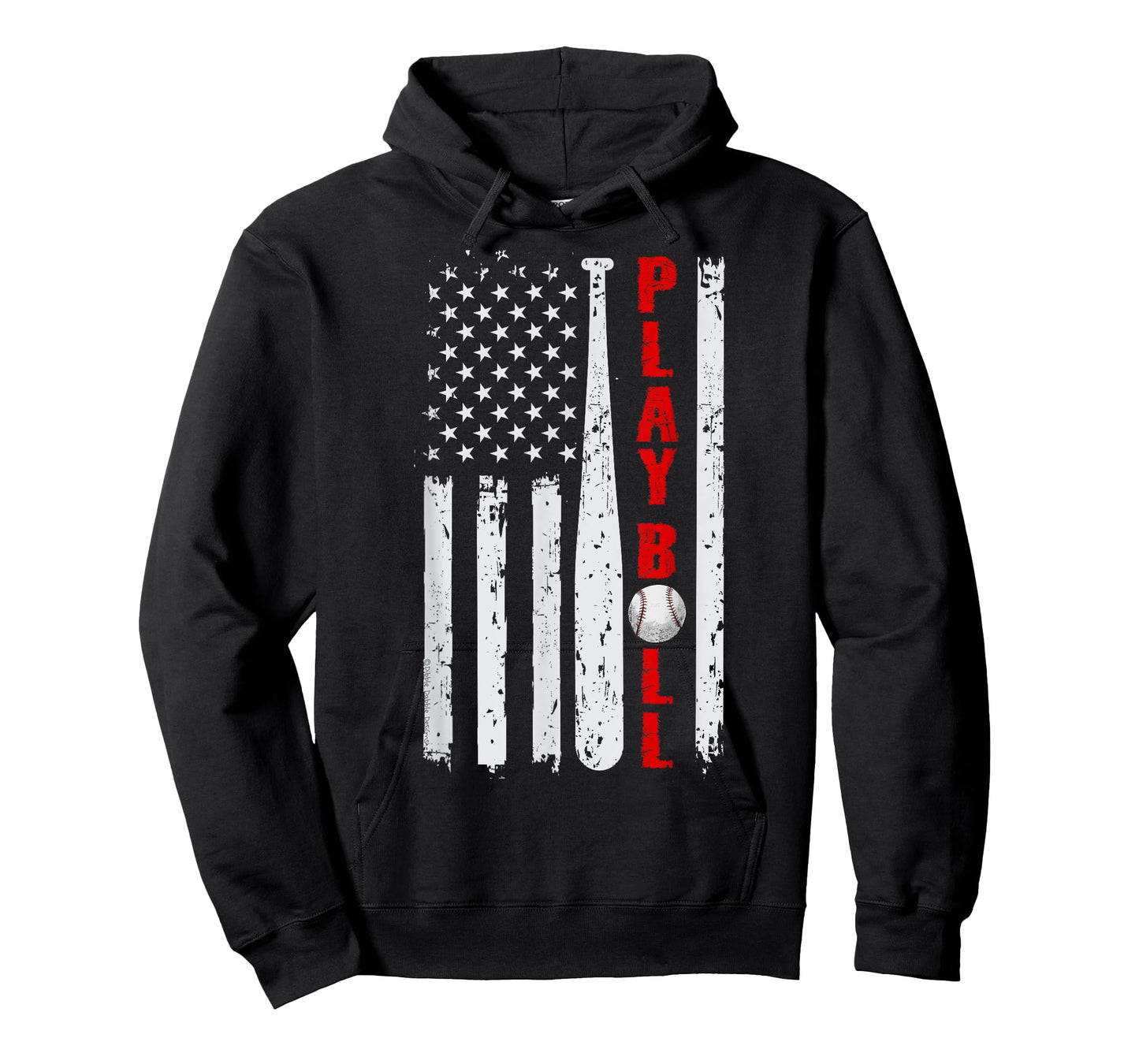 Baseball USA Flag Ball and Bat PLAY BALL Softball Baseball Women Girls Kids Men T-Shirt
