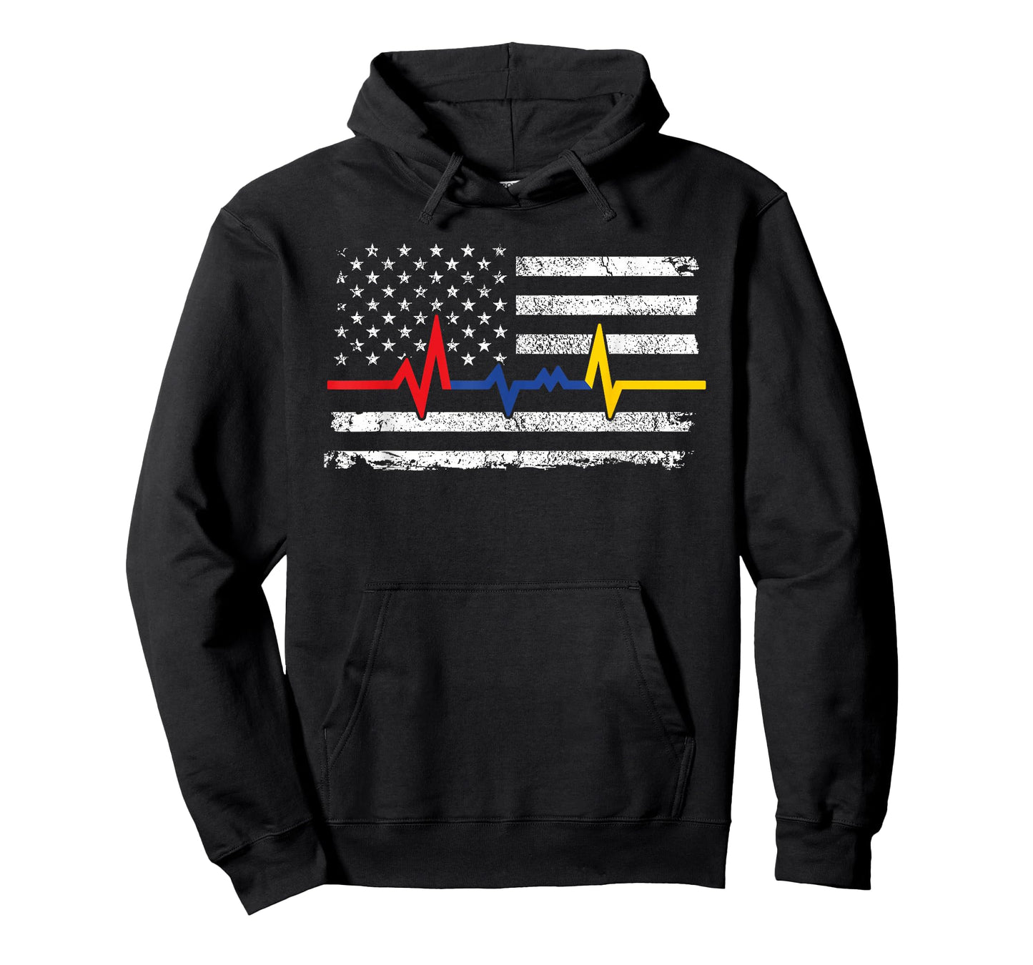 Thin Blue Red and Gold Line American Flag T-Shirt