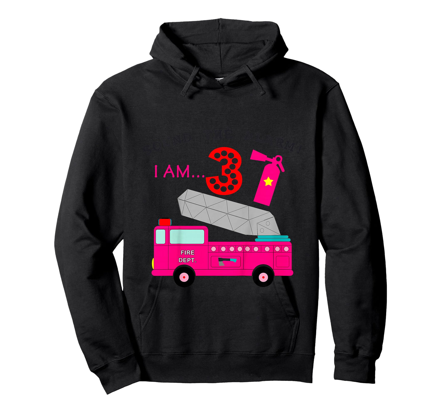 Birthday Girls 3 Pink Fire Truck Three Year Old Third Party T-Shirt