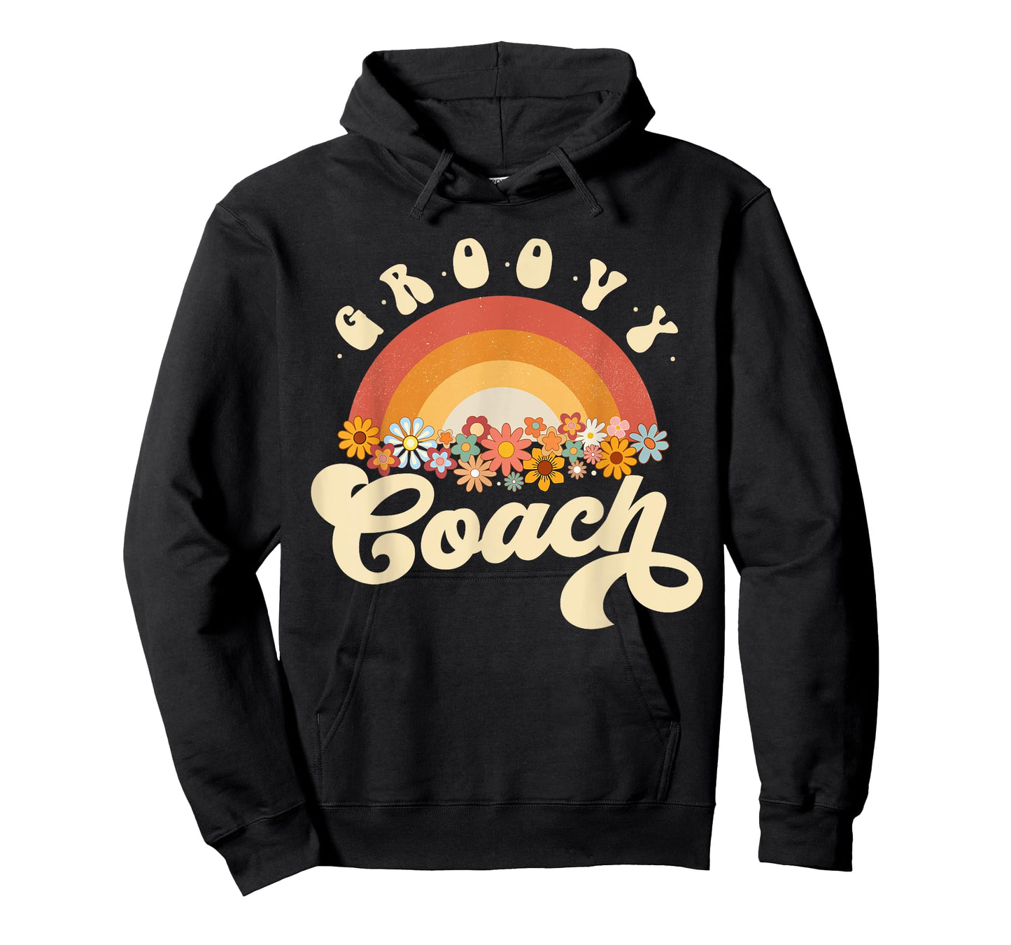 Groovy Coach Retro Rainbow Colorful Flowers Design Coach T-Shirt