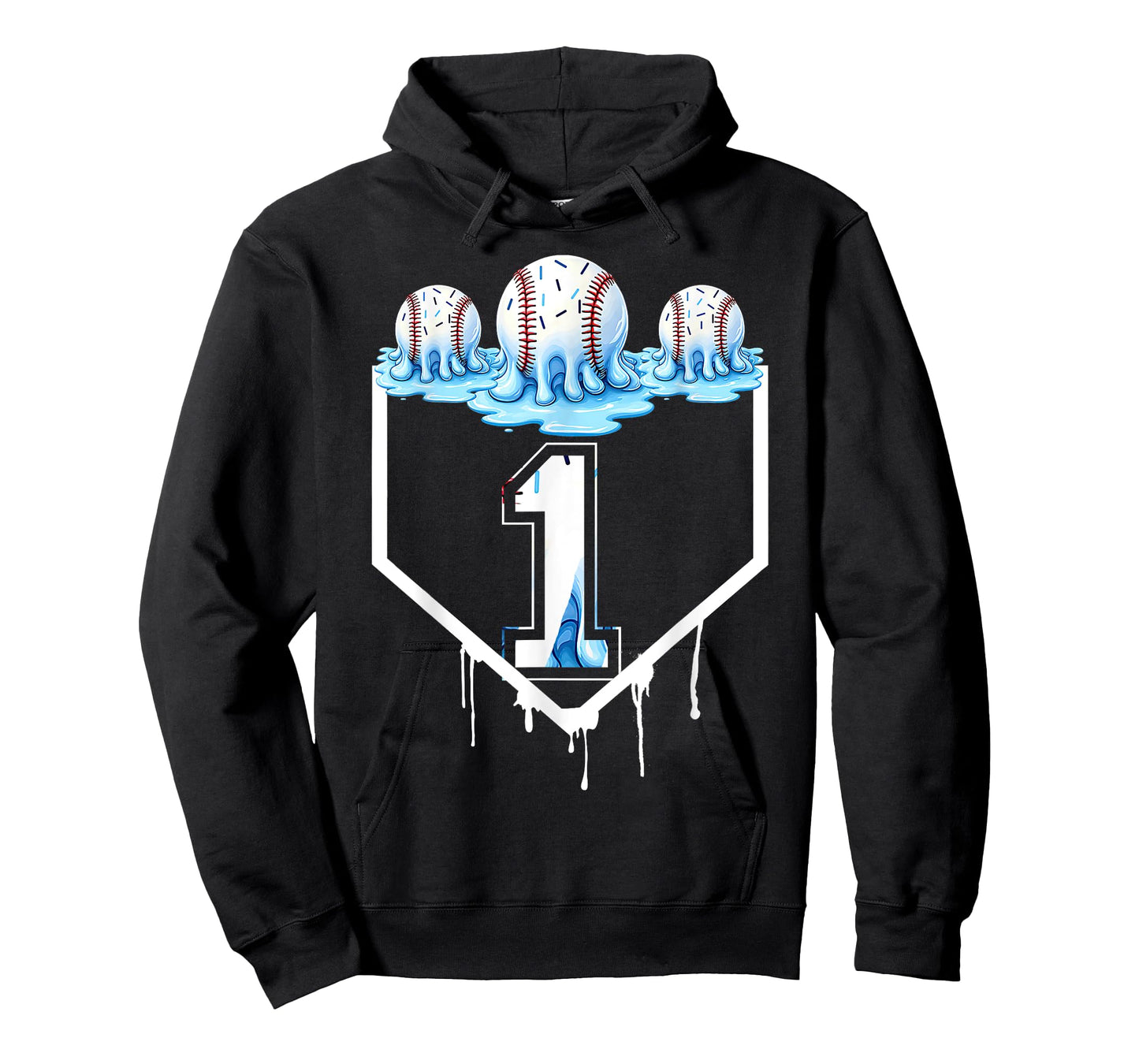 1st Birthday Party Ice Cream Drip Baseball Lover 1 Year T-Shirt