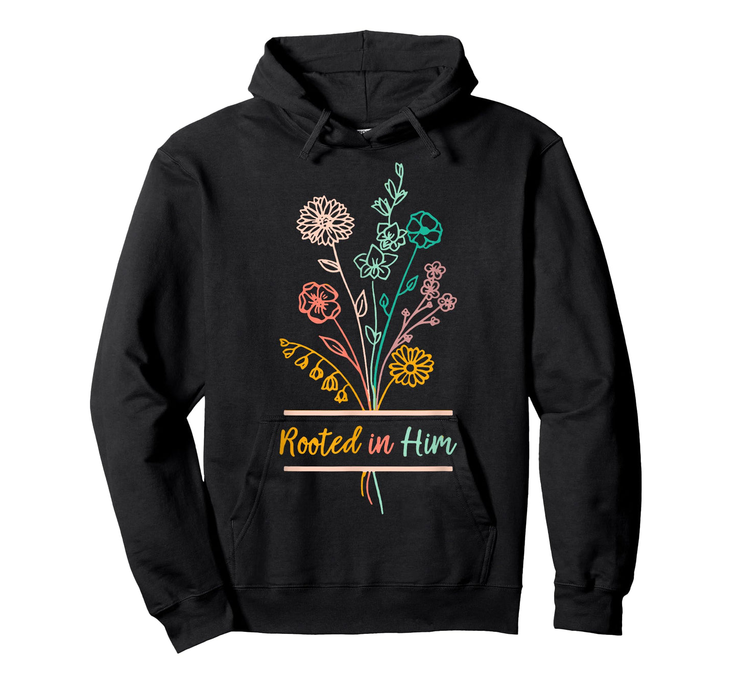Rooted In Him Colossians 26-7 Christian Floral Graphic Faith T-Shirt