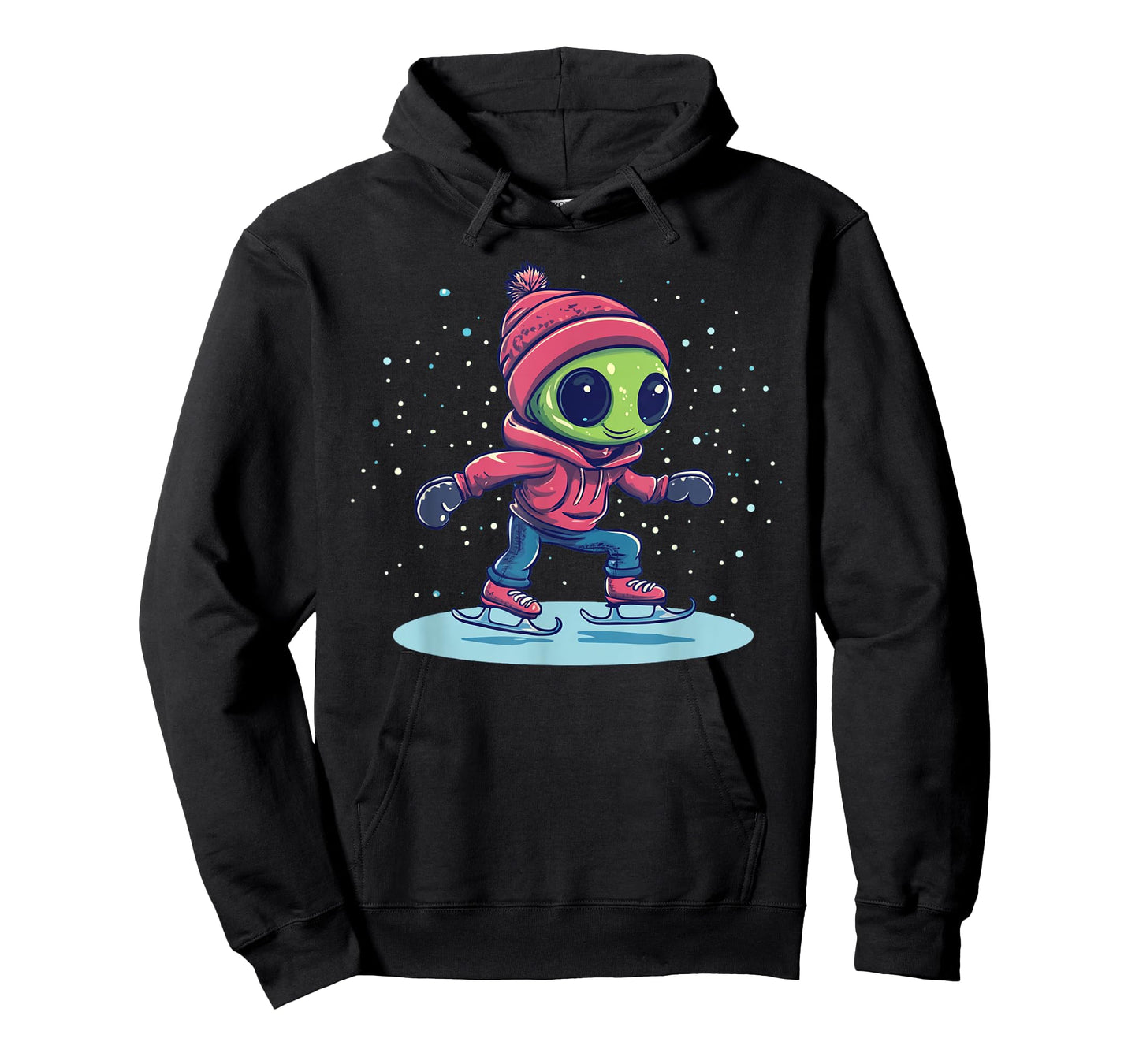 Ice Skating Alien for Cosmic Winter Fun T-Shirt