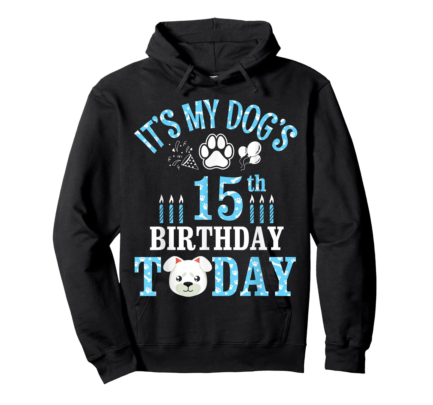 Fireworks Balloon Paws It's My Dog's 15th Birthday Today T-Shirt