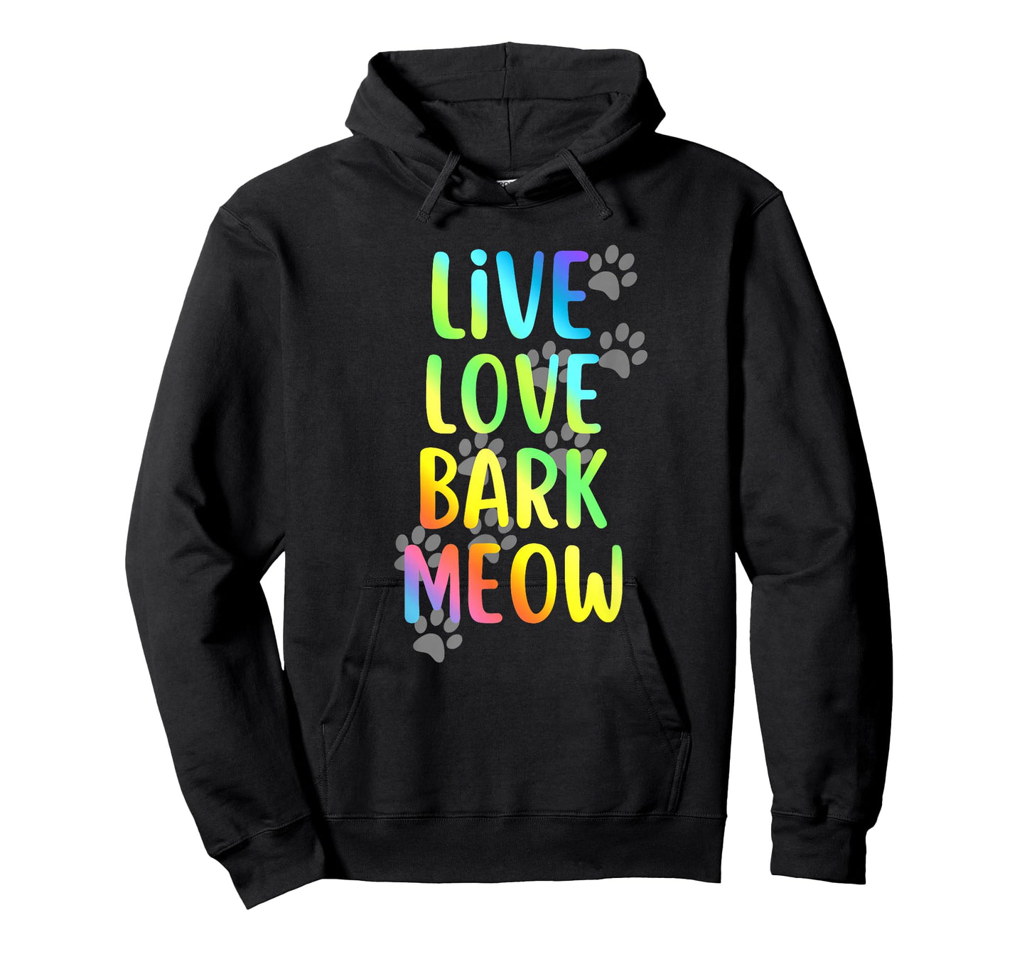 Live Love Bark Meow Dog and Cat Lovers Graphic T-Shirt