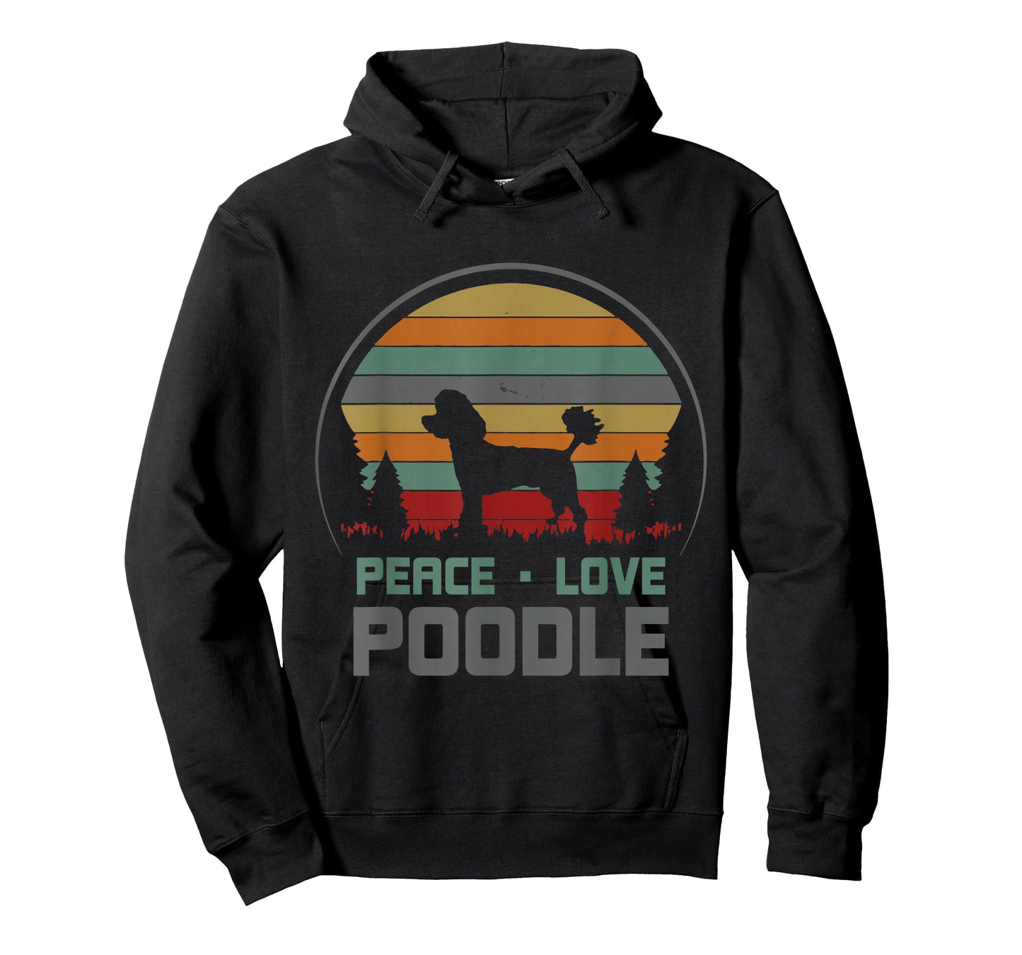 Retro Vintage Peace Love Poodle Adorable Dogs Animals Lovers T-Shirt