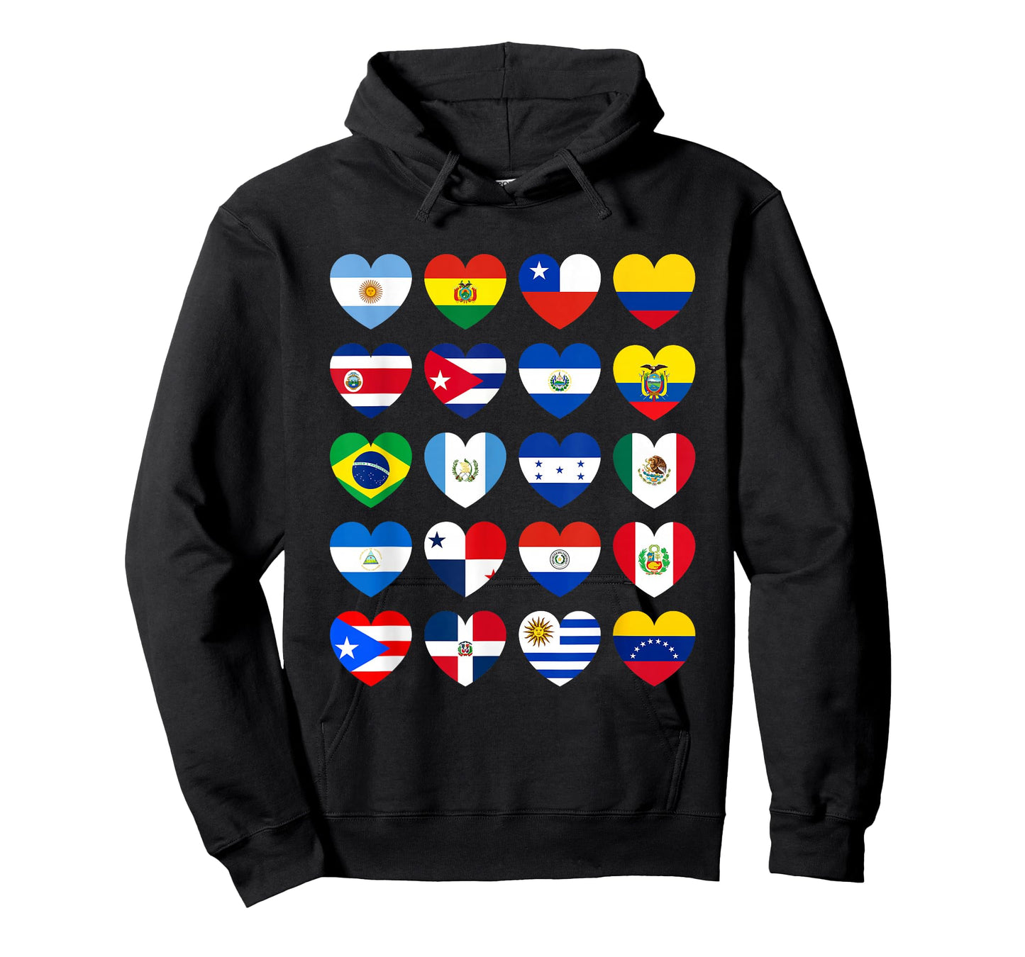 National Hispanic Heritage Month All Countries Flags Hearts T-Shirt