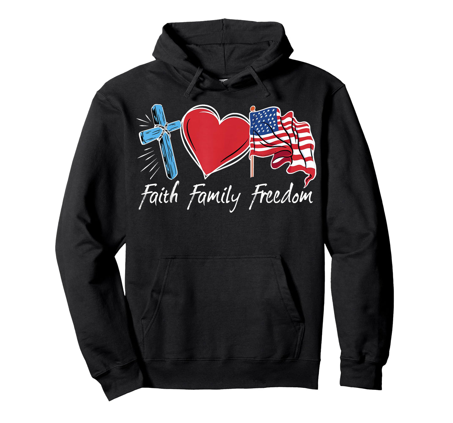 Patriotic Retro Faith Family Freedom USA Flag 4th of July T-Shirt
