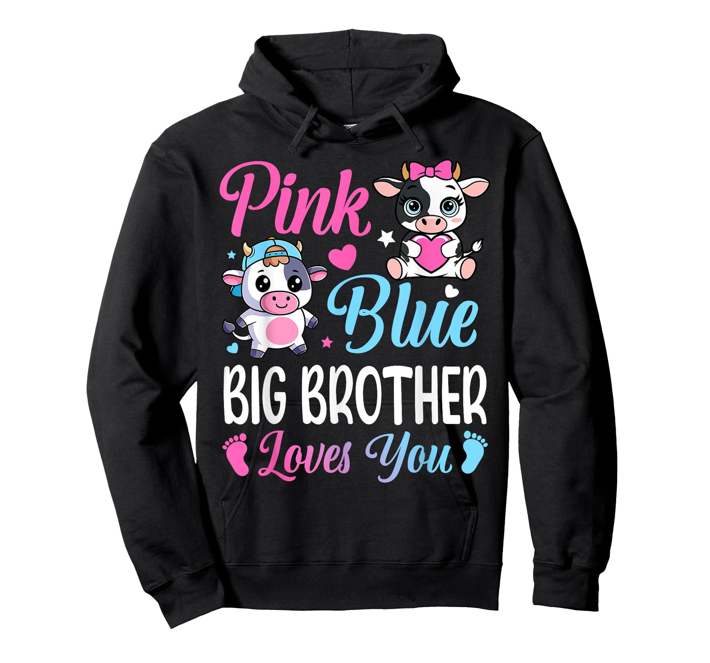 Pink Or Blue Big Brother Loves You Cow Gender Reveal Family T-Shirt
