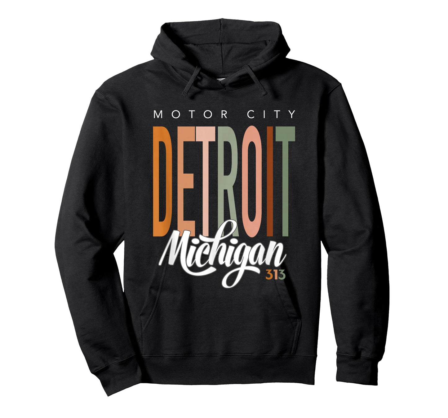 313 Motor City Detroit Michigan Hometown Retro T-Shirt