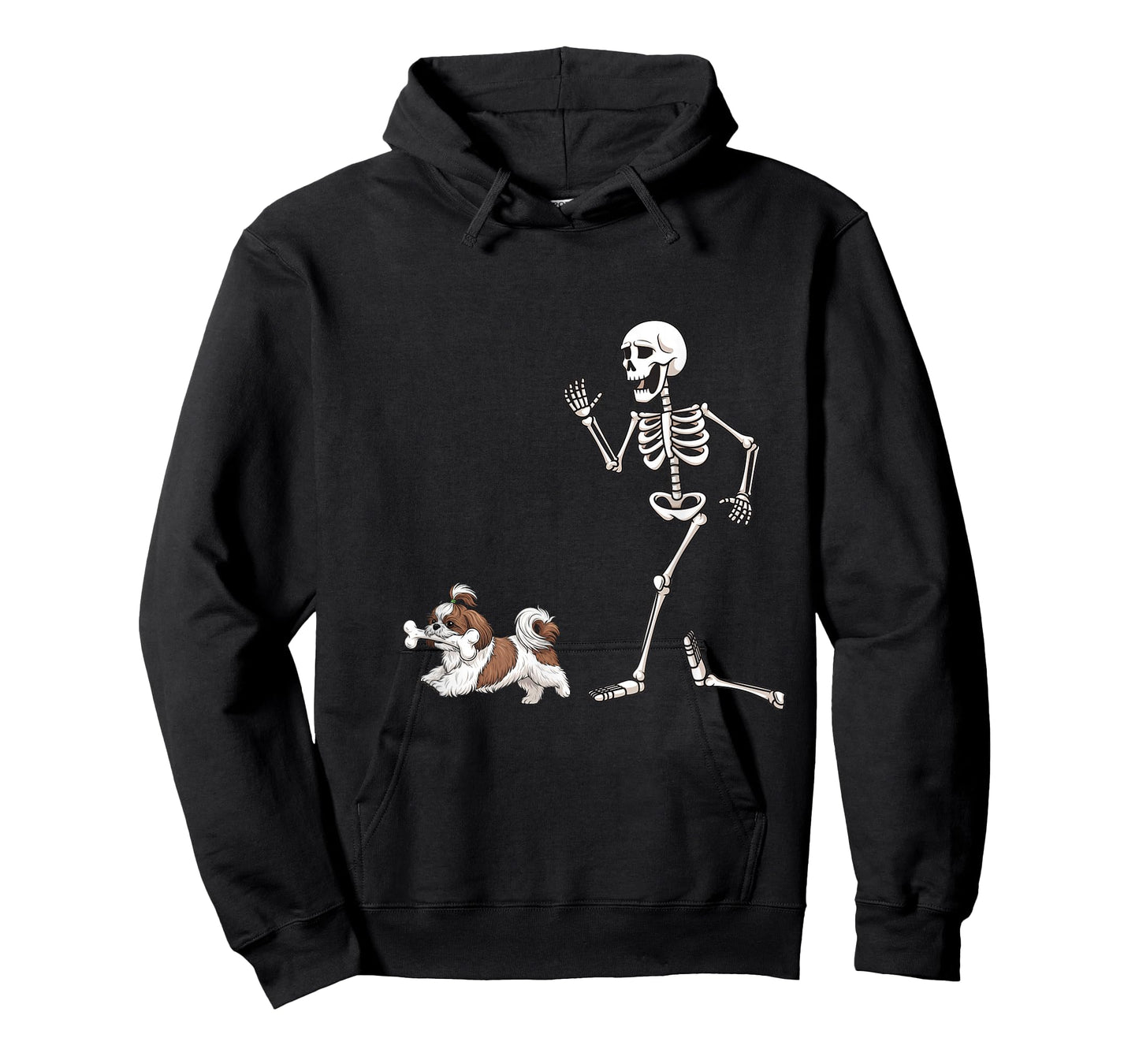 Funny Halloween Shih Tzu and Skeleton T-Shirt
