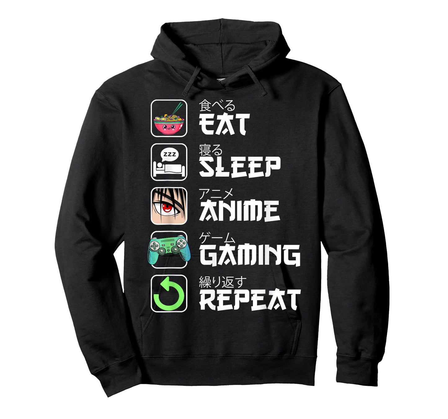 Eat Sleep Anime Gaming Repeat Japan Kawaii Manga Anime Gifts T-Shirt