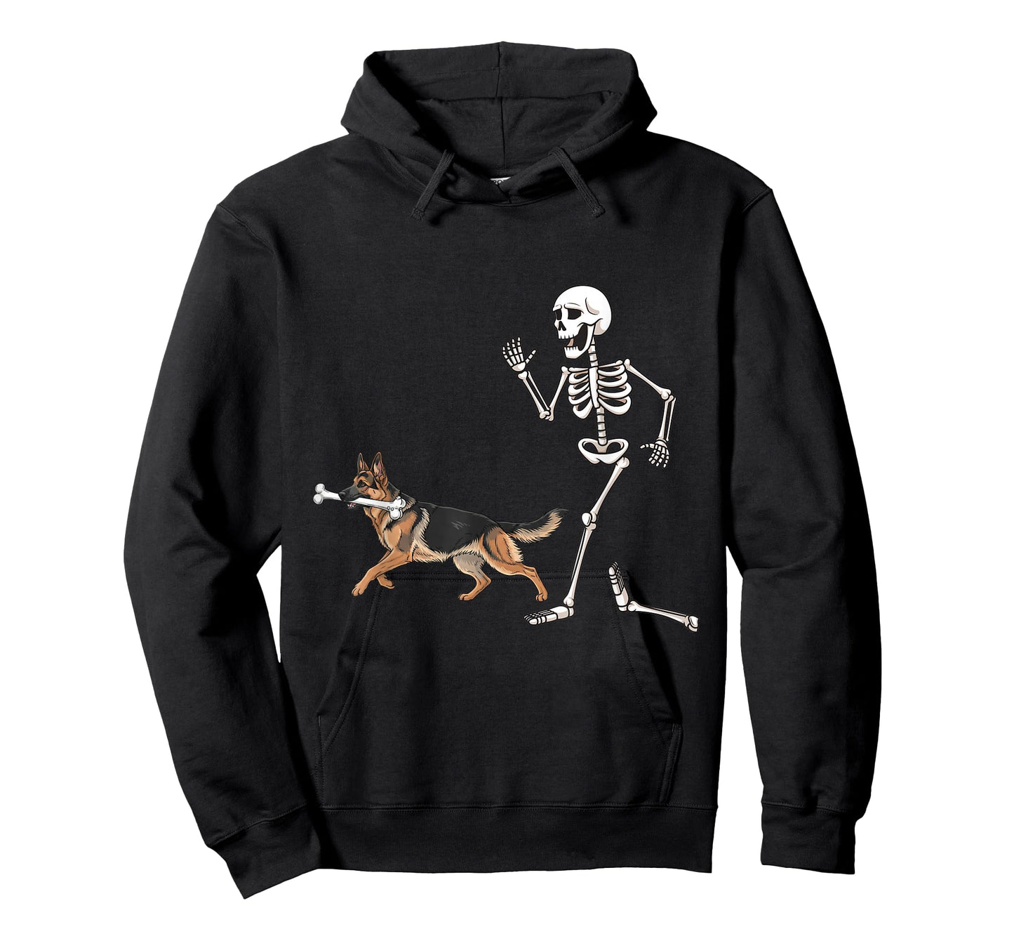 Funny Halloween German Shepherd and Skeleton T-Shirt
