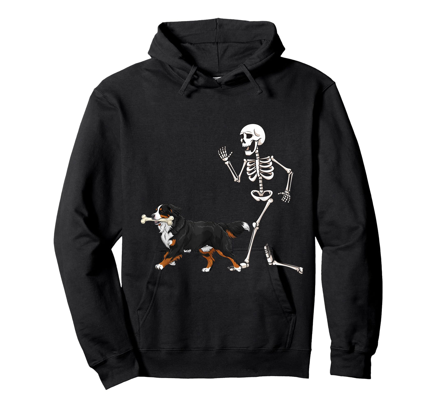 Funny Halloween Bernese Mountain Dog and Skeleton T-Shirt