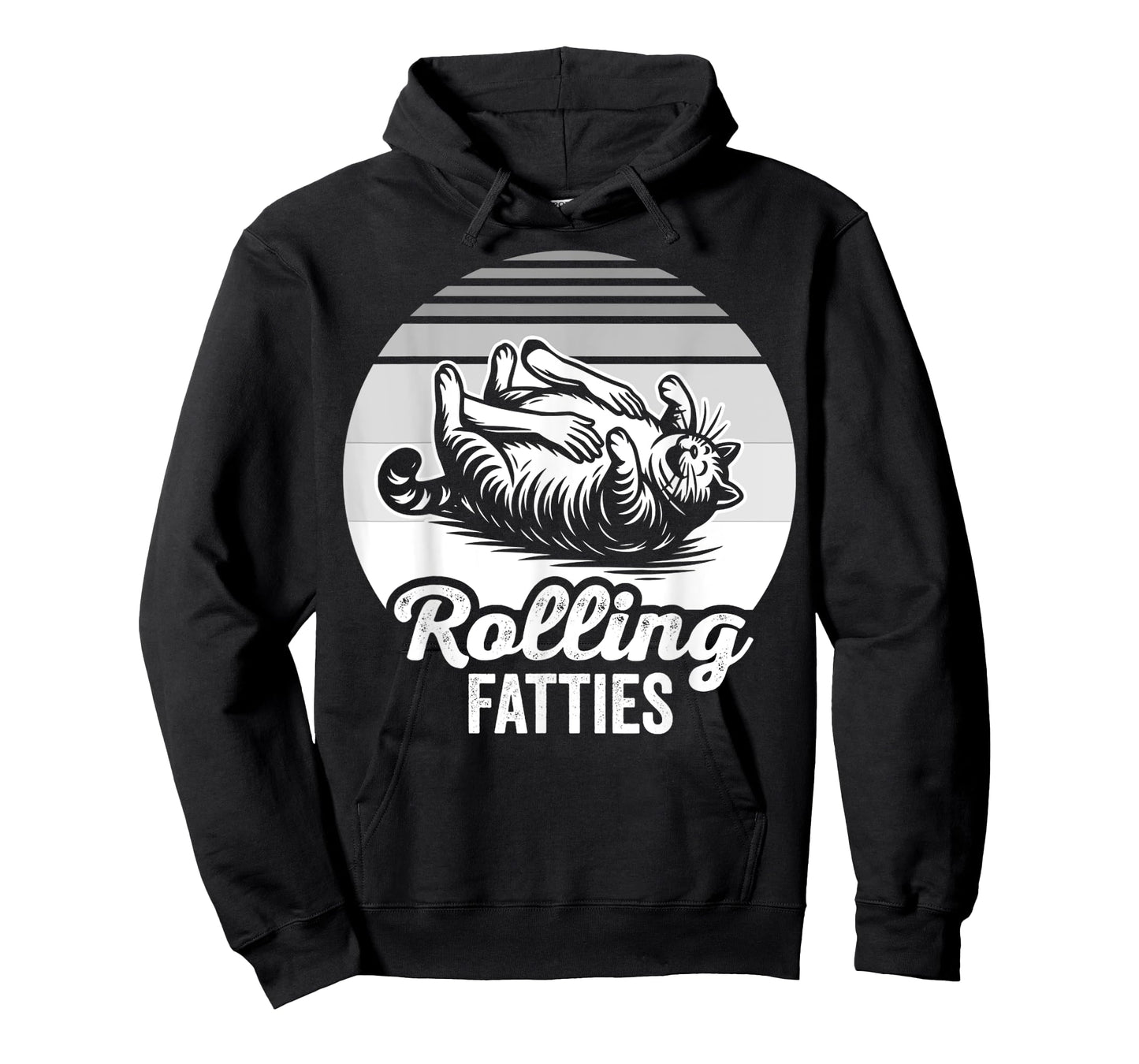 Rolling Fatties Cat Humor Graphic Design T-Shirt