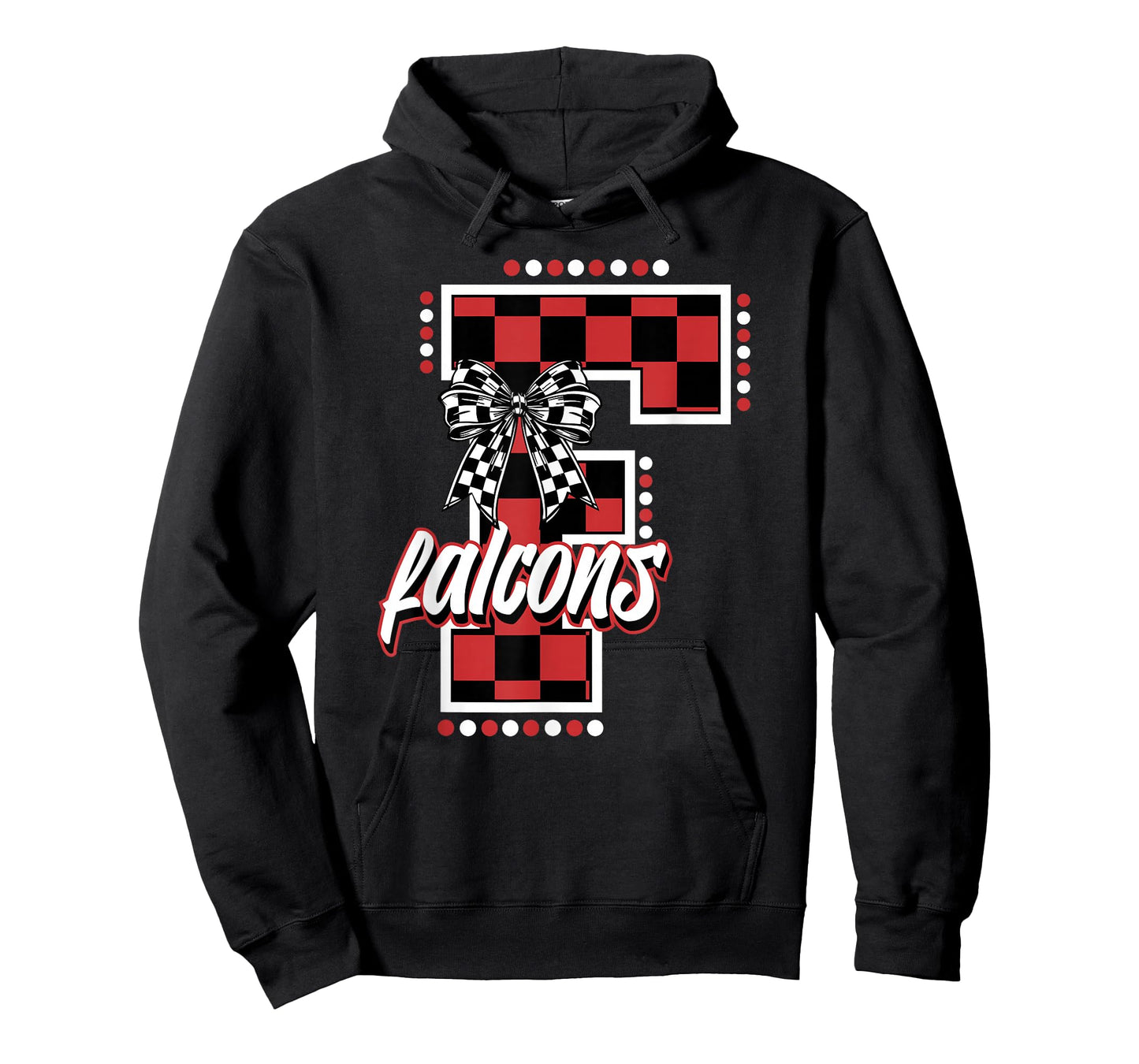 Falcons Checkered Letter School Spirit Mascot Red Game Day T-Shirt