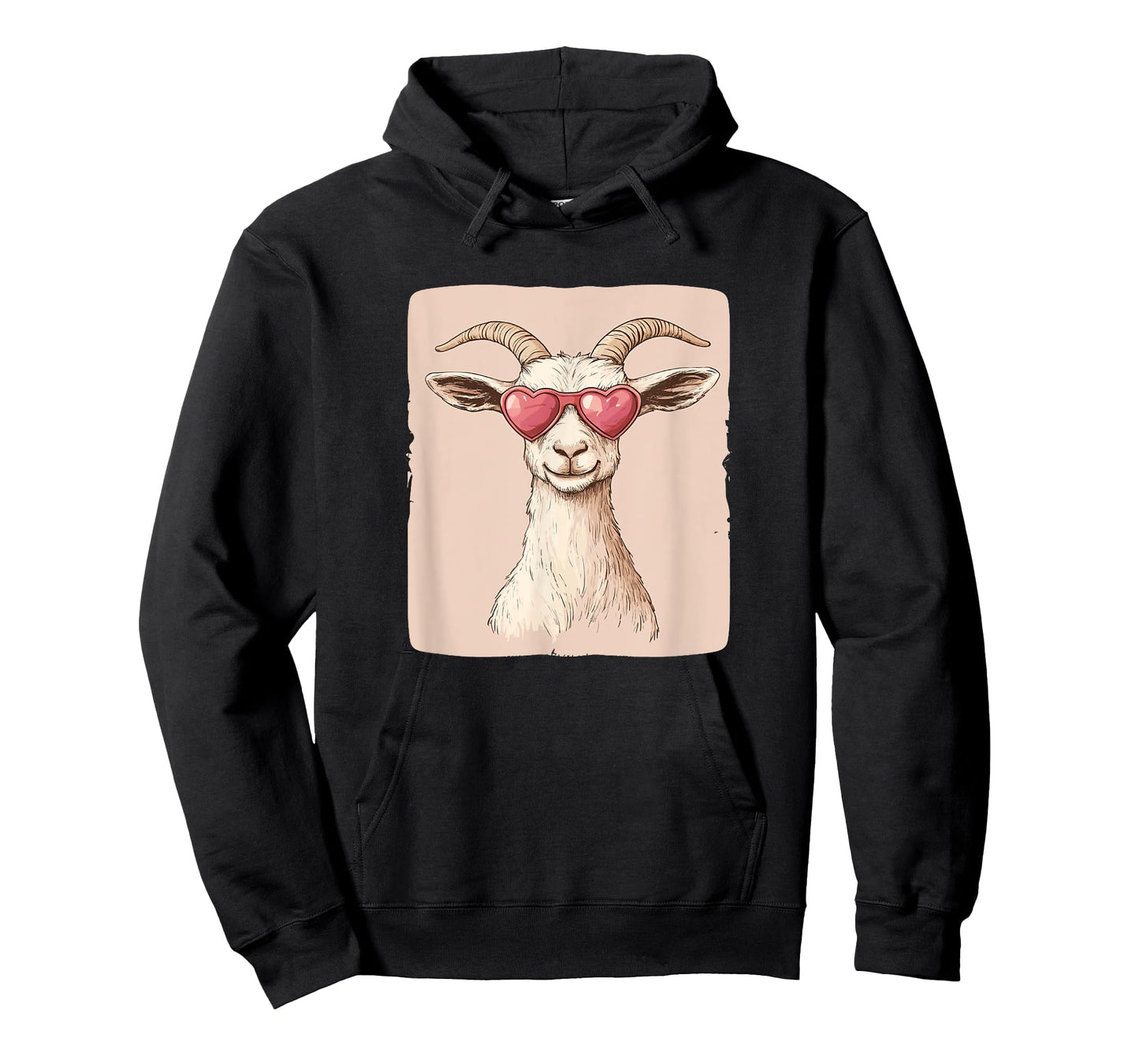 Nice Heart Sunglasses with Funny Goat Face Outfit T-Shirt