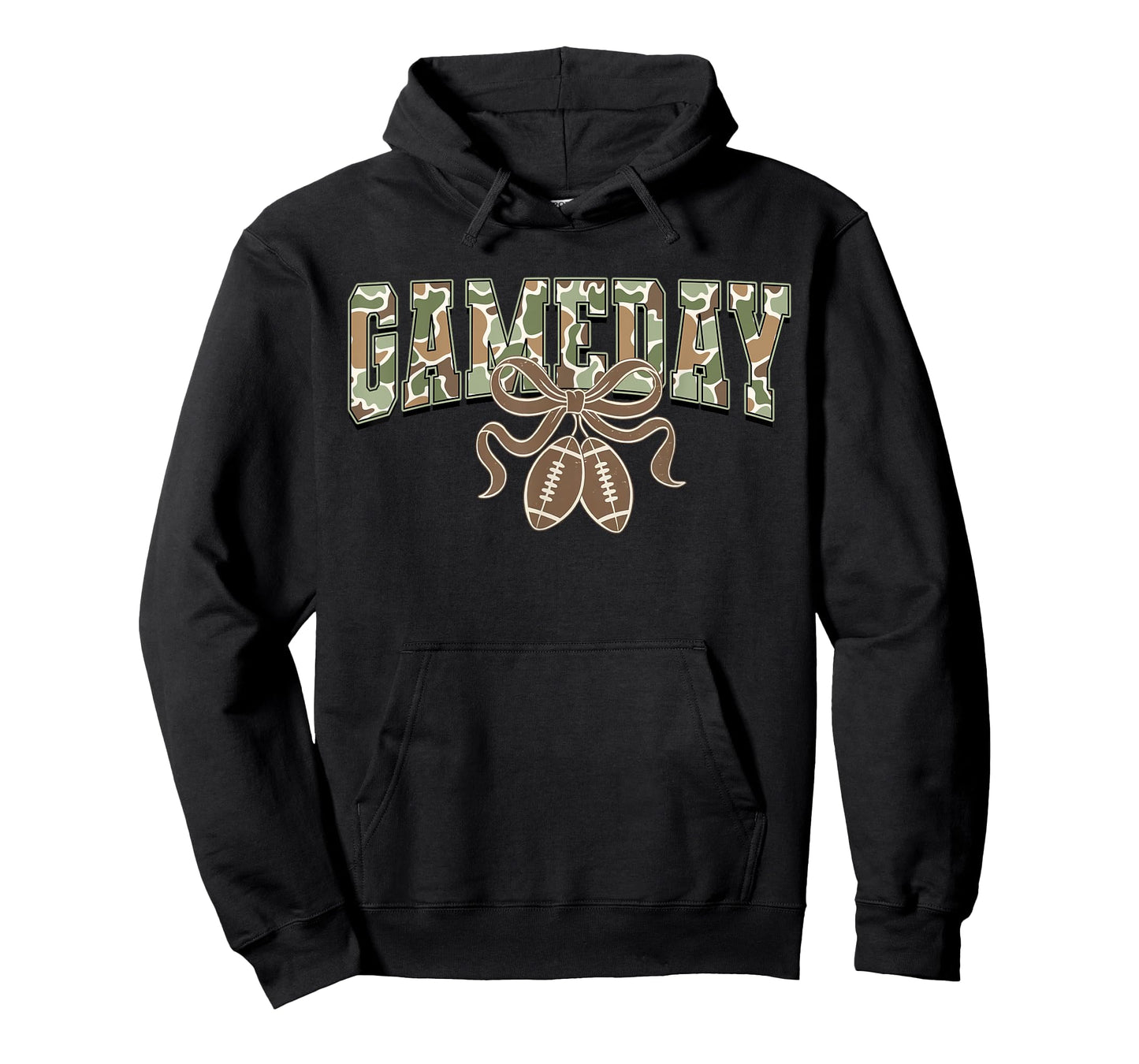 Gameday Football Bow camo Print Sporty Vintage Style T-Shirt