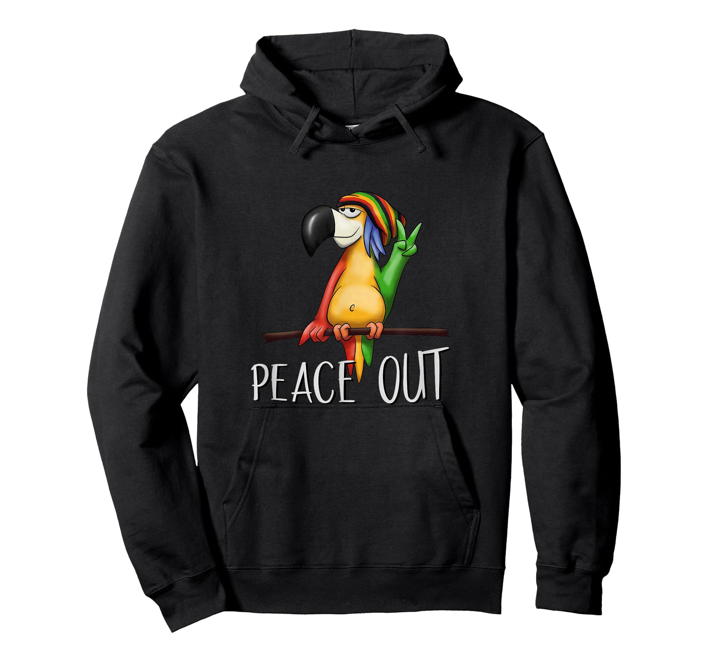 Cool Cartoon Rasta Bird Chilling Reggae Parrot Peace Out T-Shirt