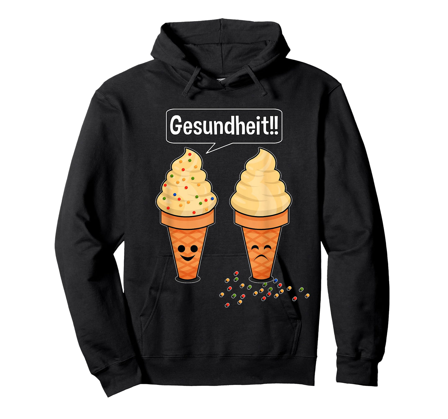 Sprinkle Sneezing Ice Cream Cone Says Gesundheit Funny T-Shirt
