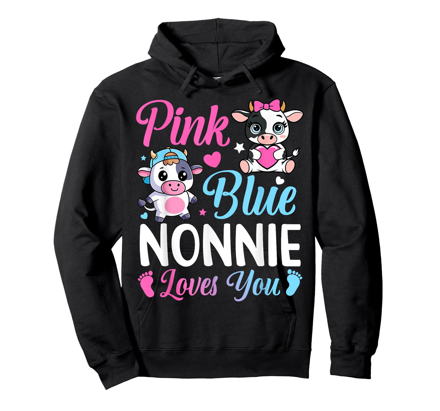 Pink Or Blue Nonnie Loves You Cow Gender Reveal Family T-Shirt