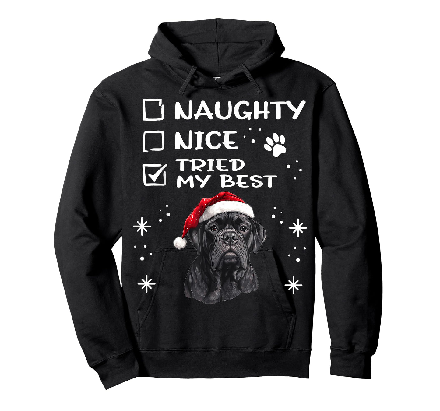 Cute Cane Corso Dog Christmas Naughty Nice Tried my Best T-Shirt