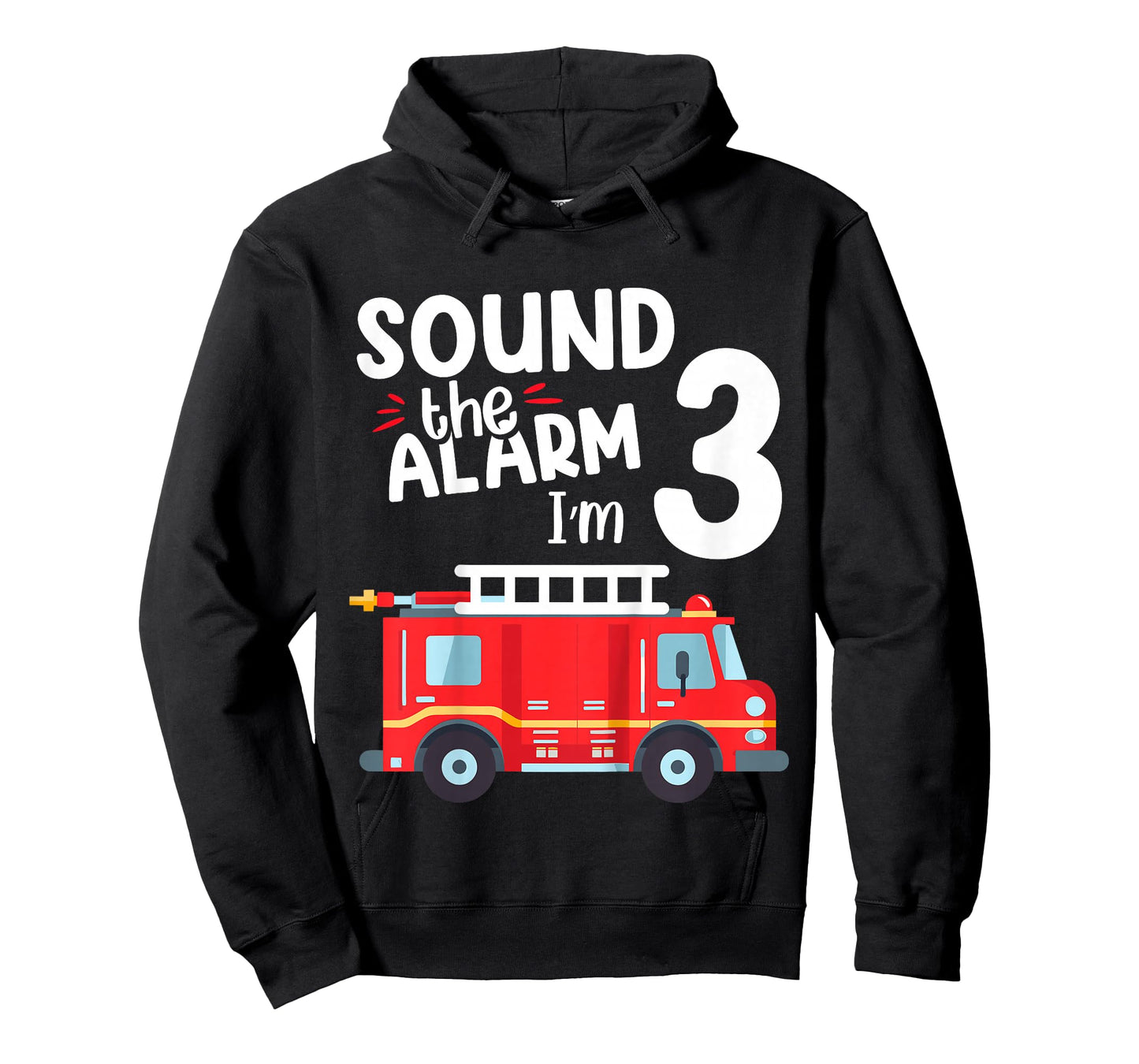 Kids Sound The Alarm I'm 3 Year Old Fire Truck Boys 3rd Birthday T-Shirt