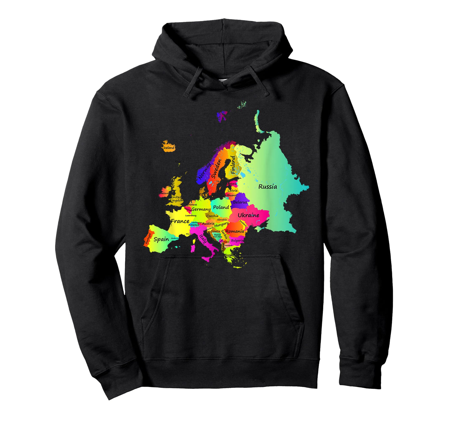 Europe map T-Shirt with boundaries and countries names T-Shirt