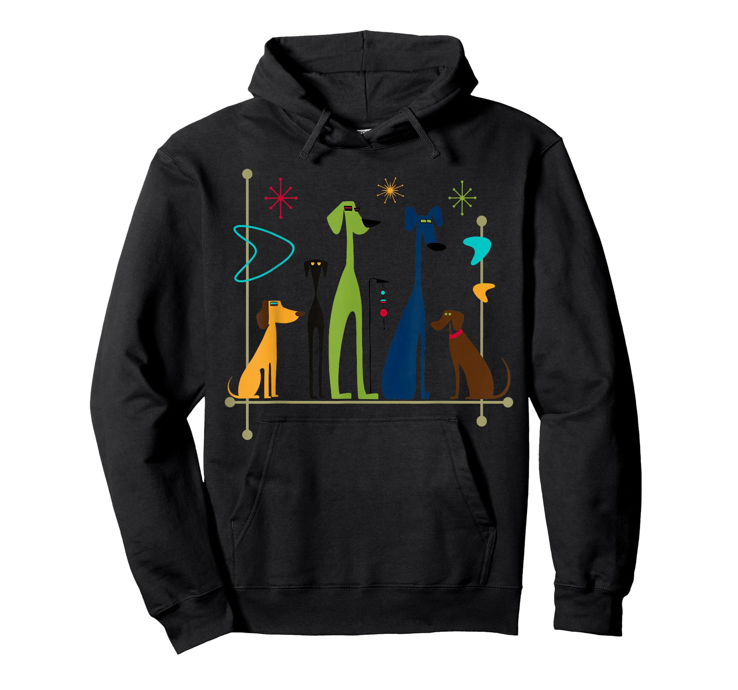 Retro Mid-Century Modern Dogs 50s 60s Style T-Shirt